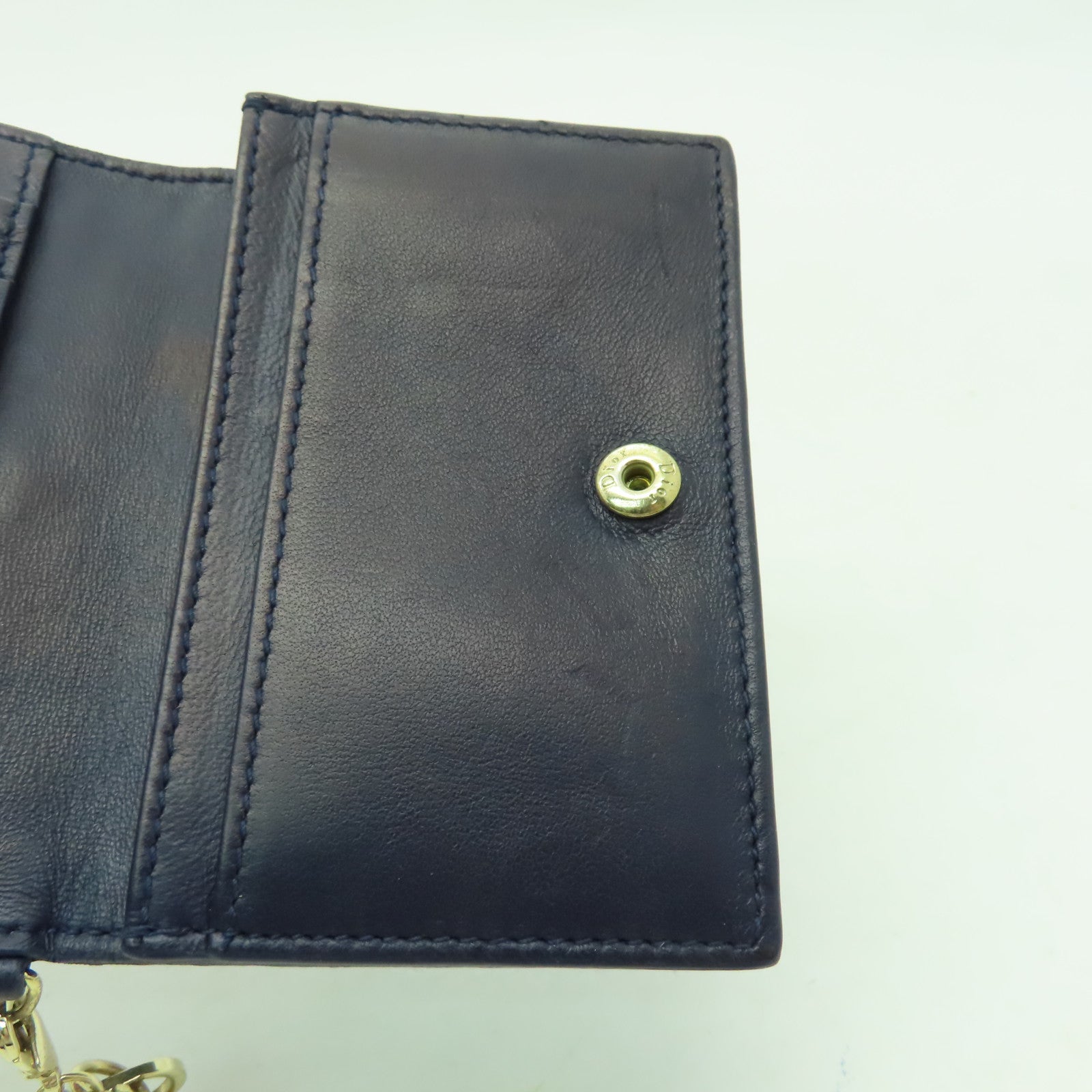Dior 羊皮皮革Card Case金扣卡片套深藍色