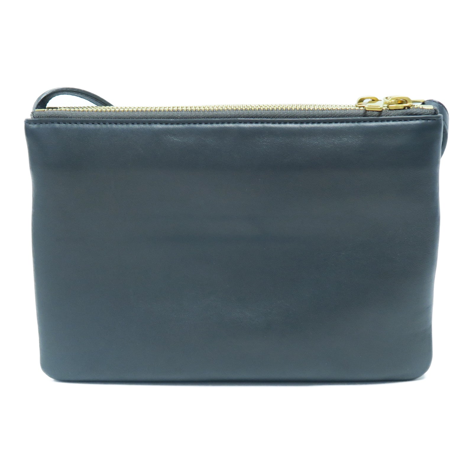 CELINE 羊皮皮革Trio Bag金扣肩背袋灰色