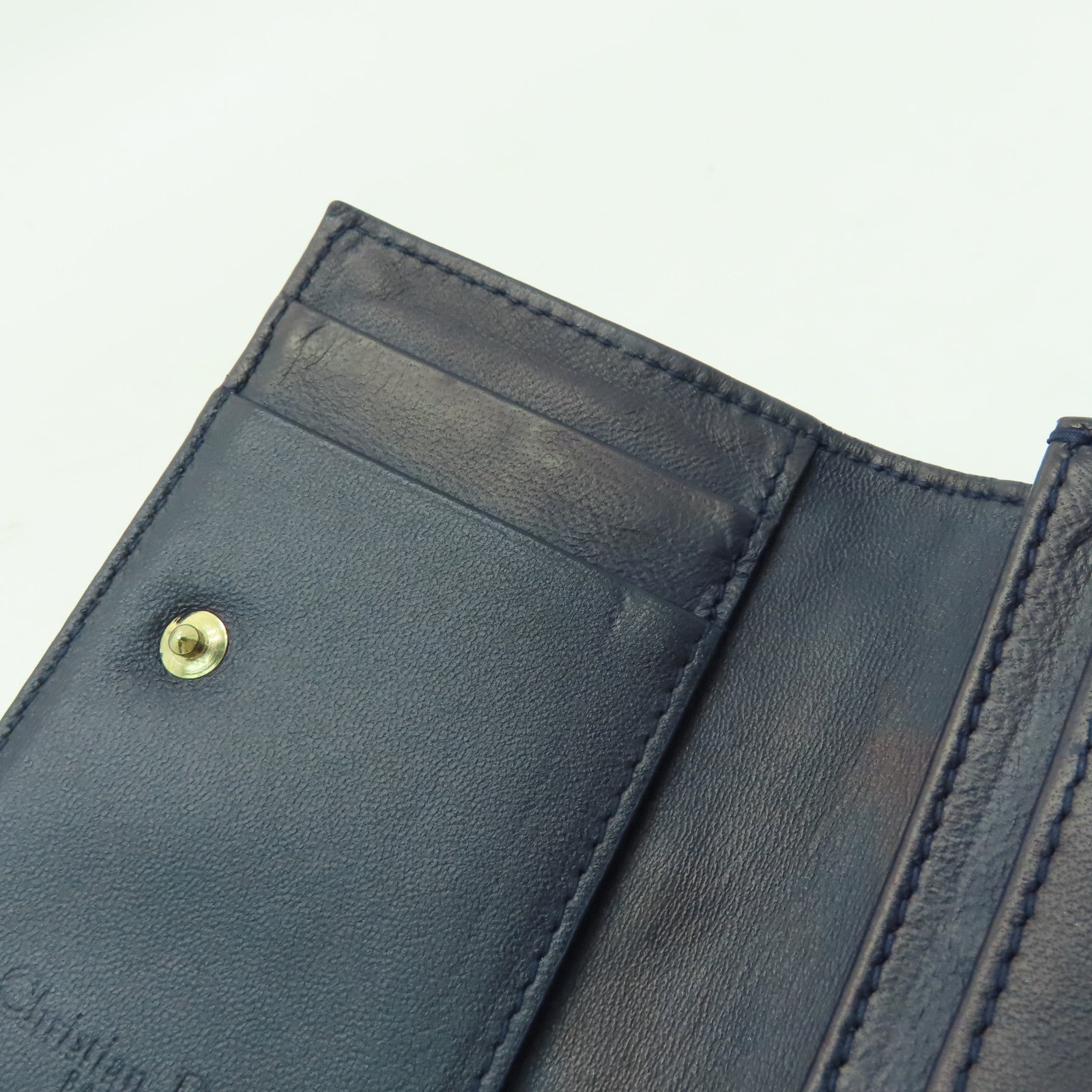 Dior 羊皮皮革Card Case金扣卡片套深藍色