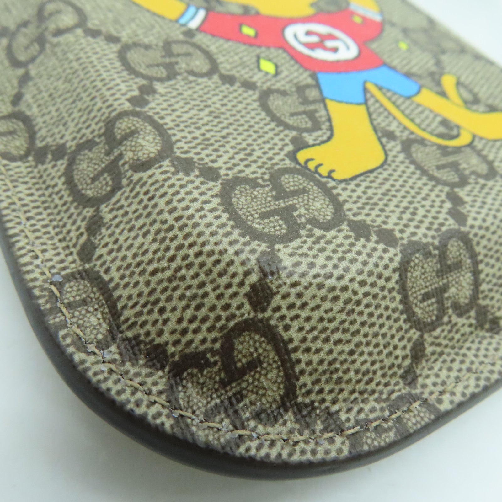 GUCCI Coated Canvas Phone Case Gold Buckle Brown
