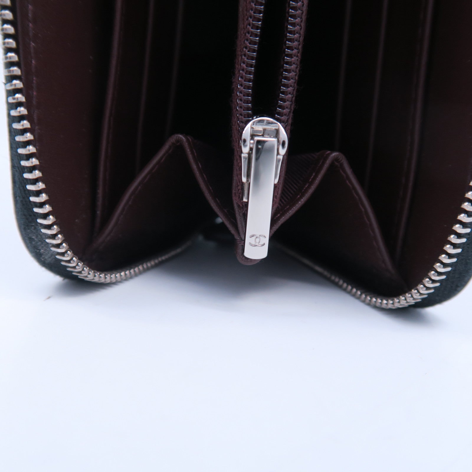 CHANEL 菱格Caviar皮革Zipper Long Wallet銀扣長錢包黑色