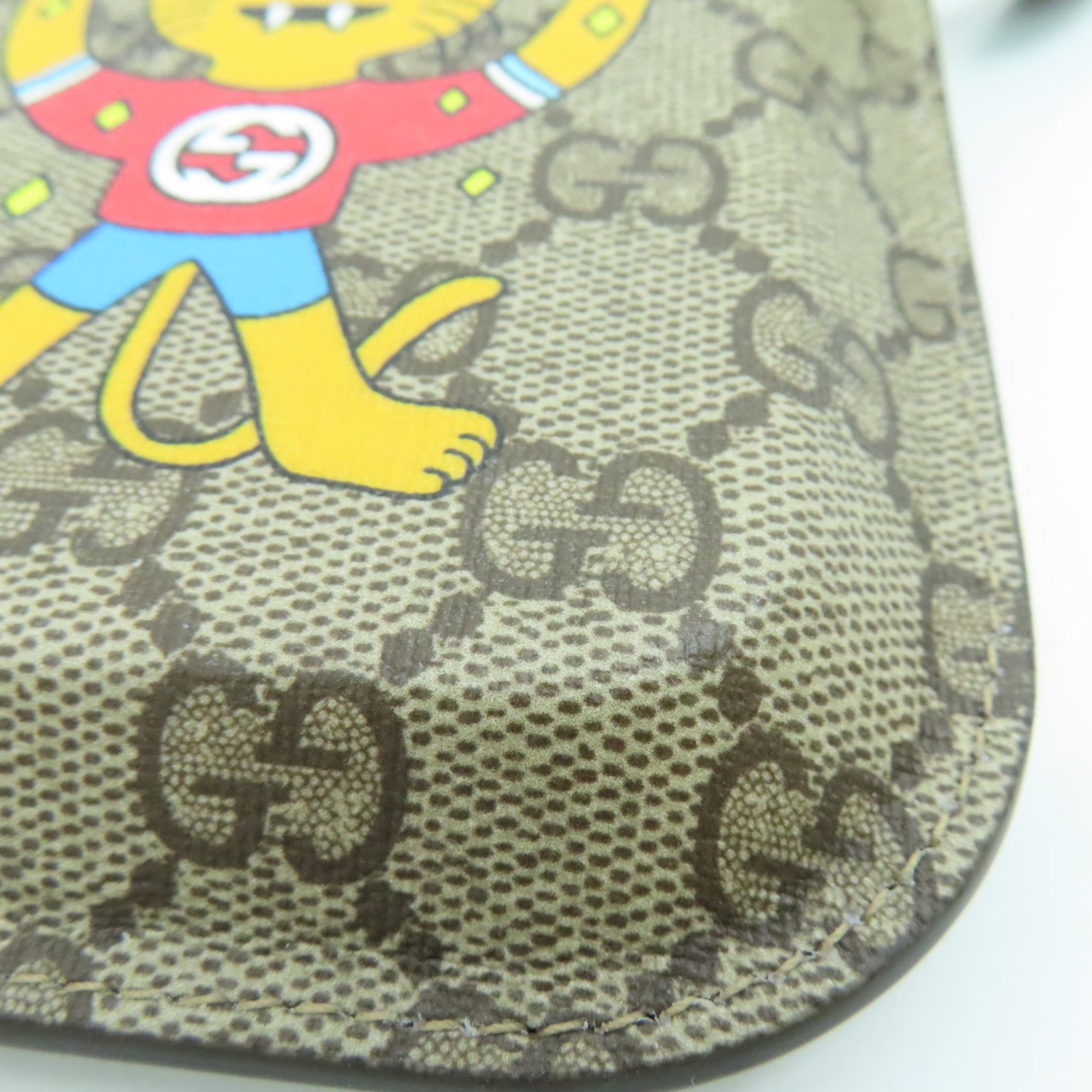 GUCCI Coated Canvas Phone Case Gold Buckle Brown