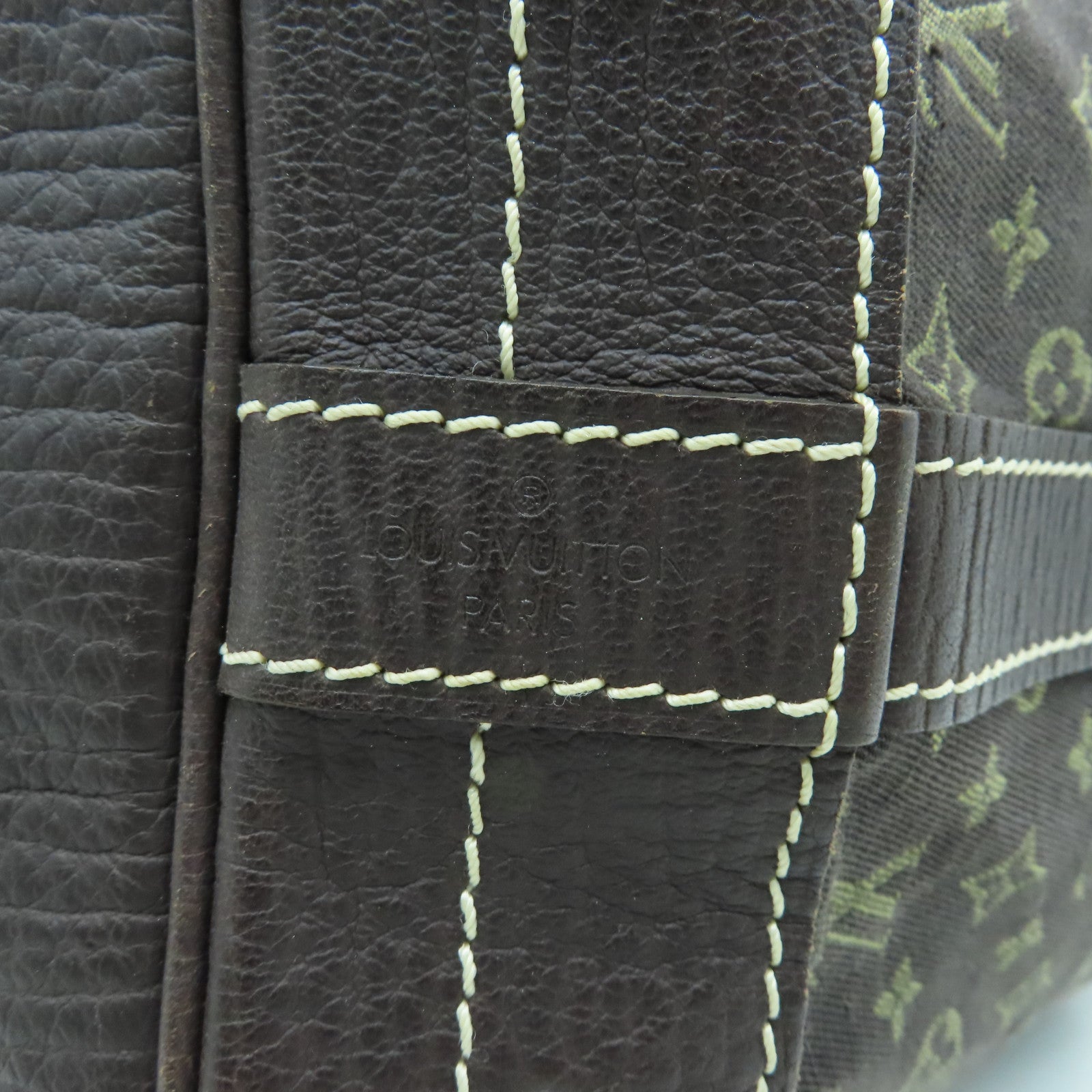 LOUIS VUITTON Monogram Mini Lin Noe Gold Buckle Shoulder Bag Brown