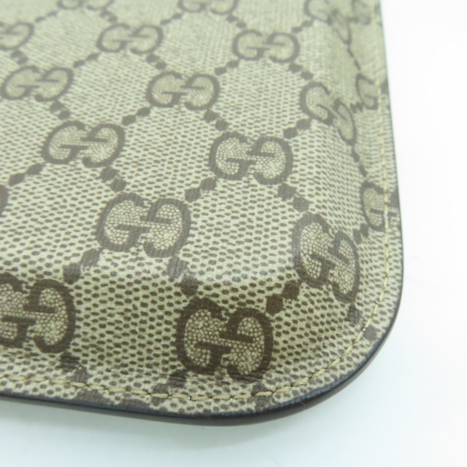 GUCCI Coated Canvas Phone Case Gold Buckle Brown