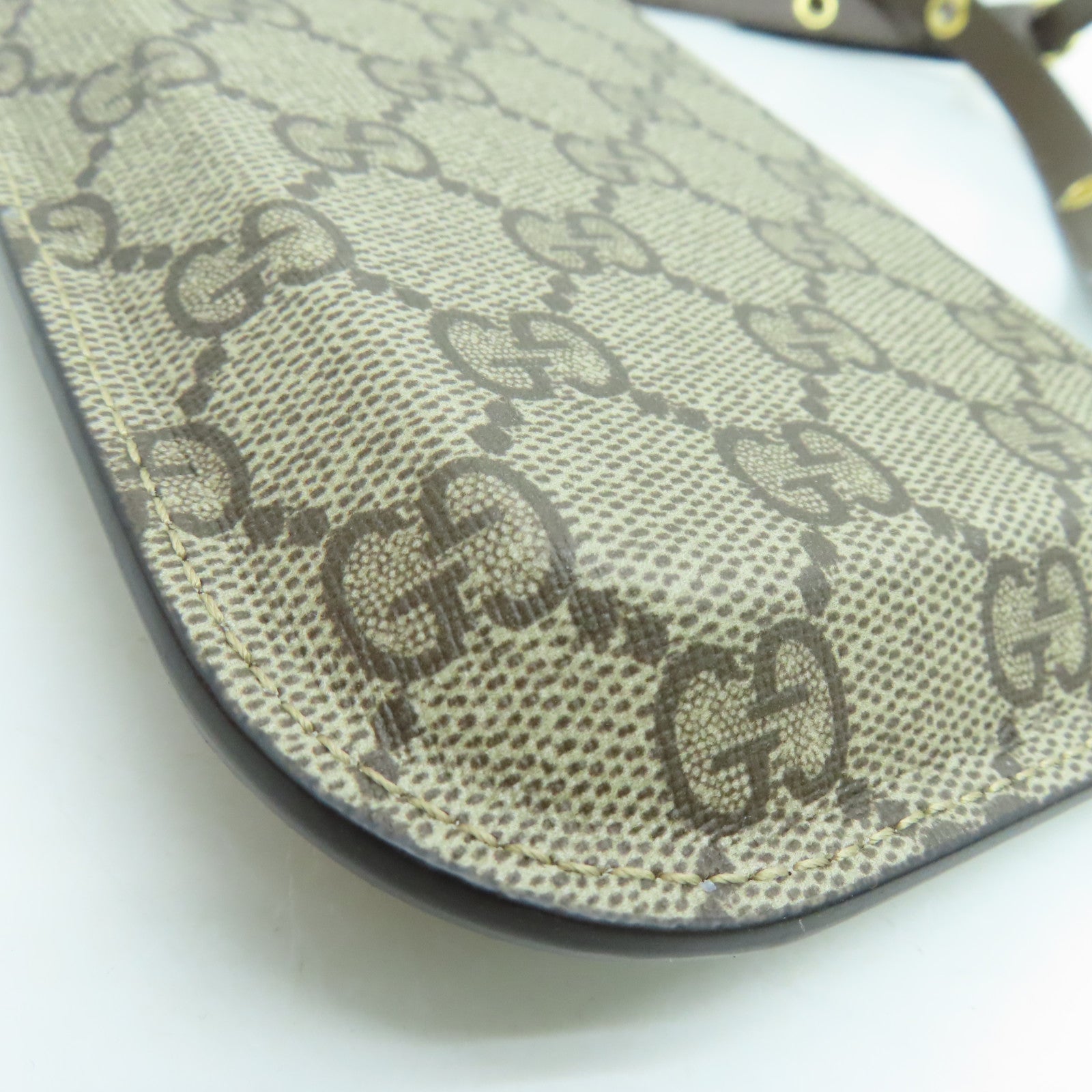 GUCCI Coated Canvas Phone Case Gold Buckle Brown