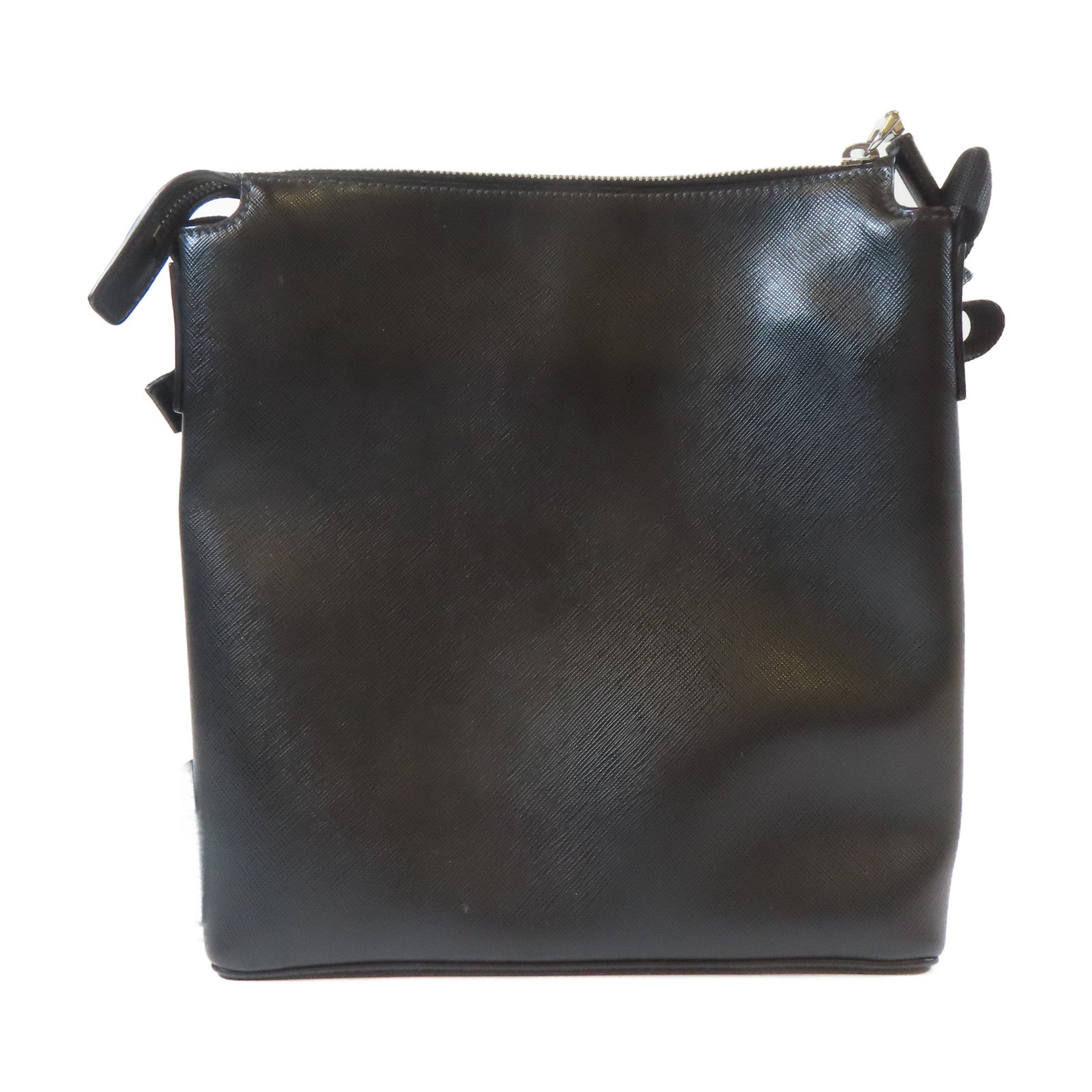 PRADA 牛皮皮革Shoulder Bag銀扣肩背袋黑色