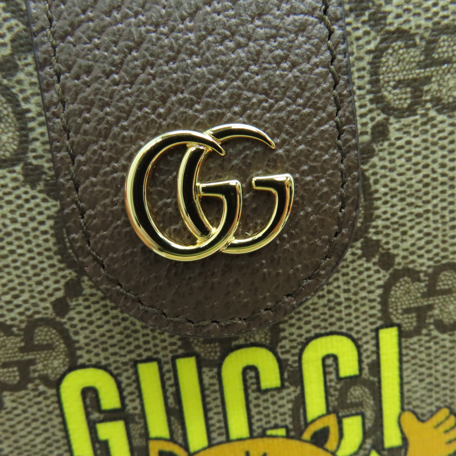 GUCCI Coated Canvas Phone Case Gold Buckle Brown