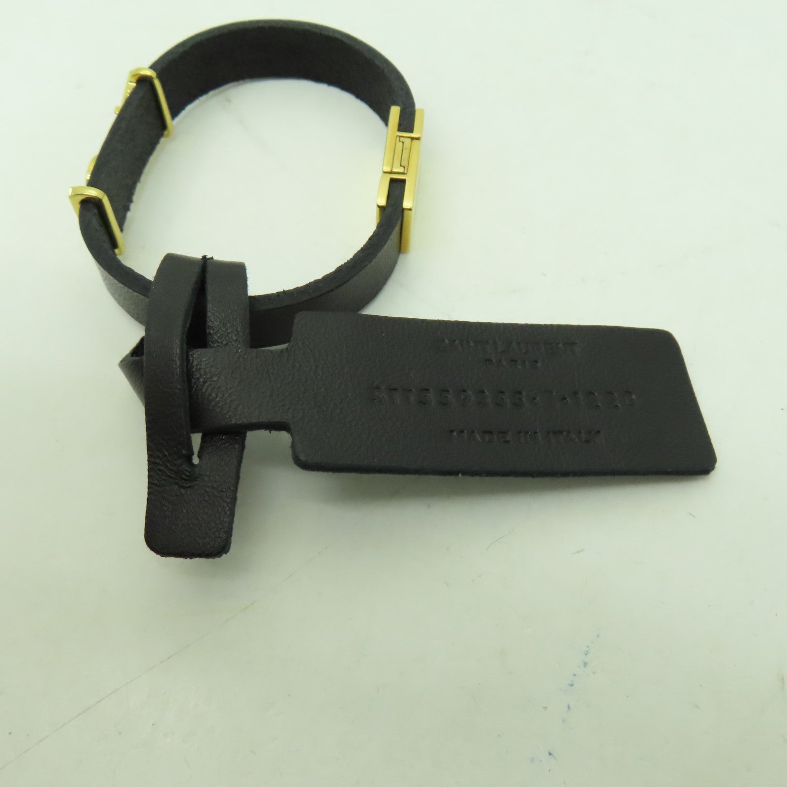 SAINT LAURENT 牛皮皮革Bracelet金扣手帶黑色