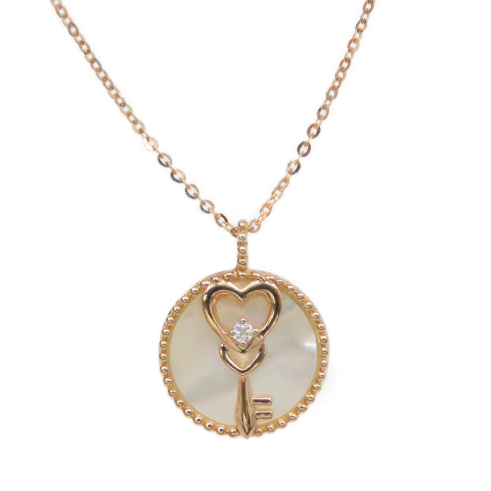 JEWELRY 18K Rose Gold/1.30ct Mother of Pearl/0.01ct Diamond Diamond Necklace Necklace