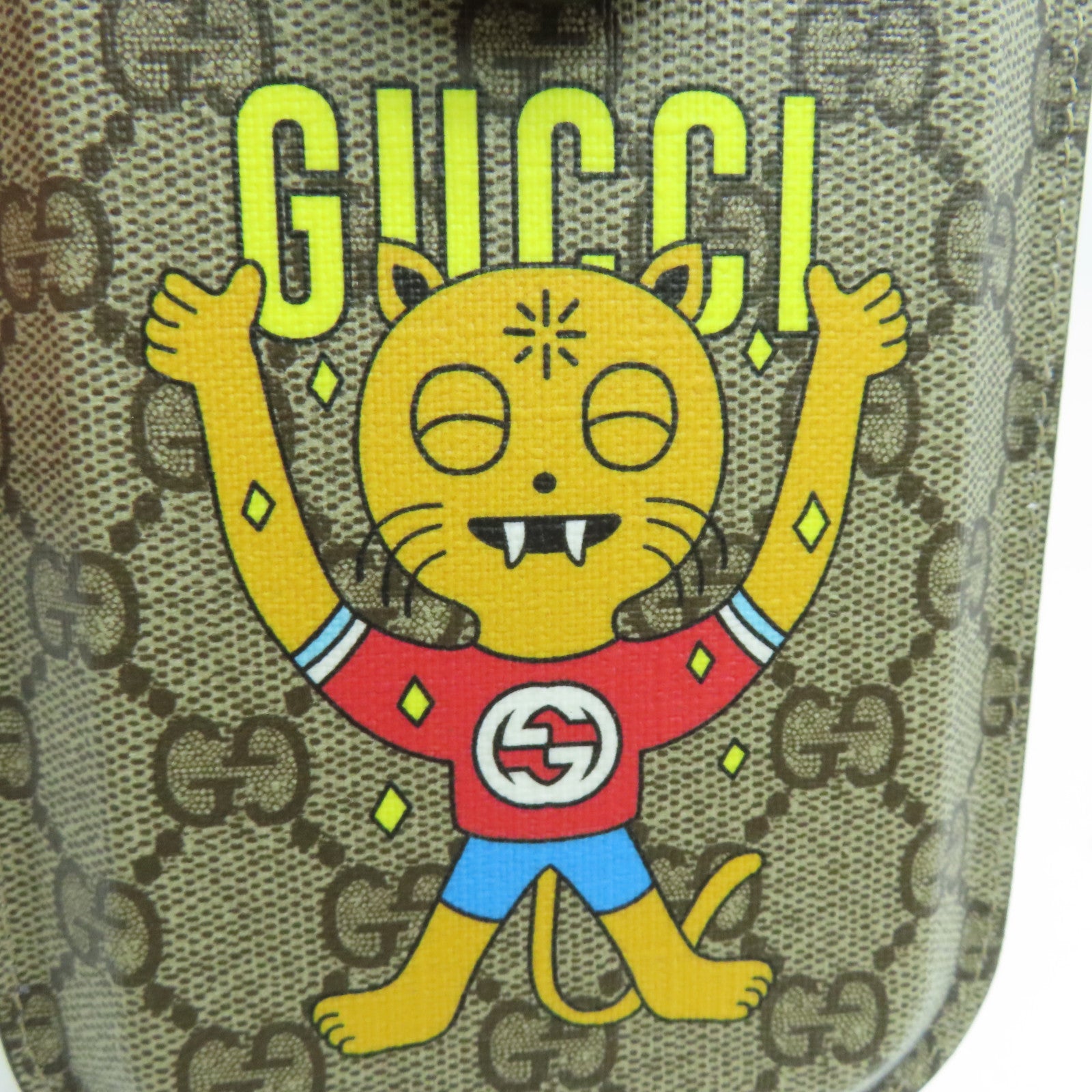 GUCCI Coated Canvas Phone Case Gold Buckle Brown