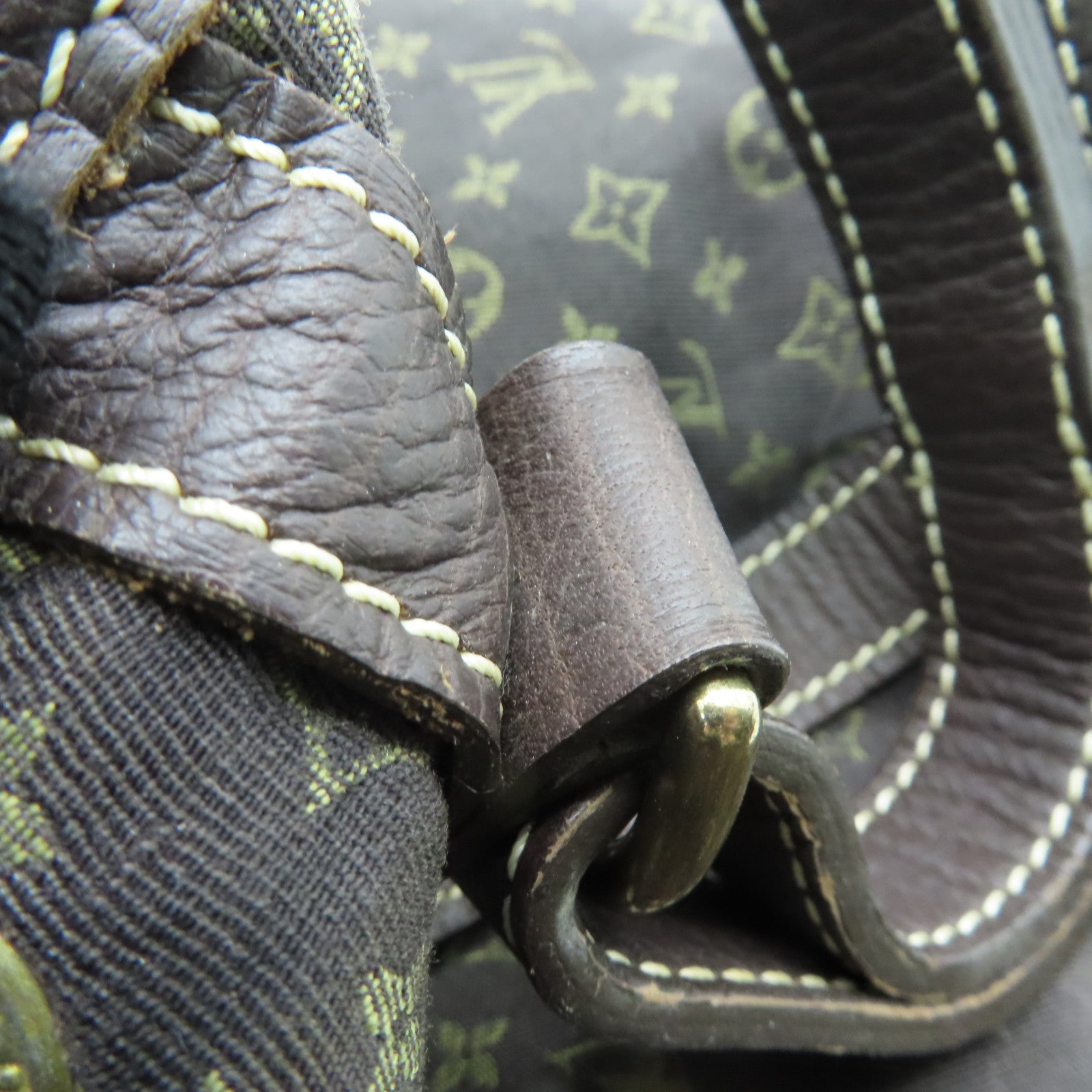 LOUIS VUITTON Monogram Mini Lin Noe Gold Buckle Shoulder Bag Brown