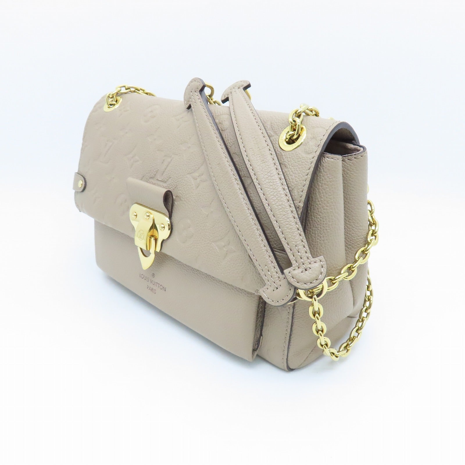 LOUIS VUITTON Monogram Empreinte Vavin PM金扣肩背袋米色