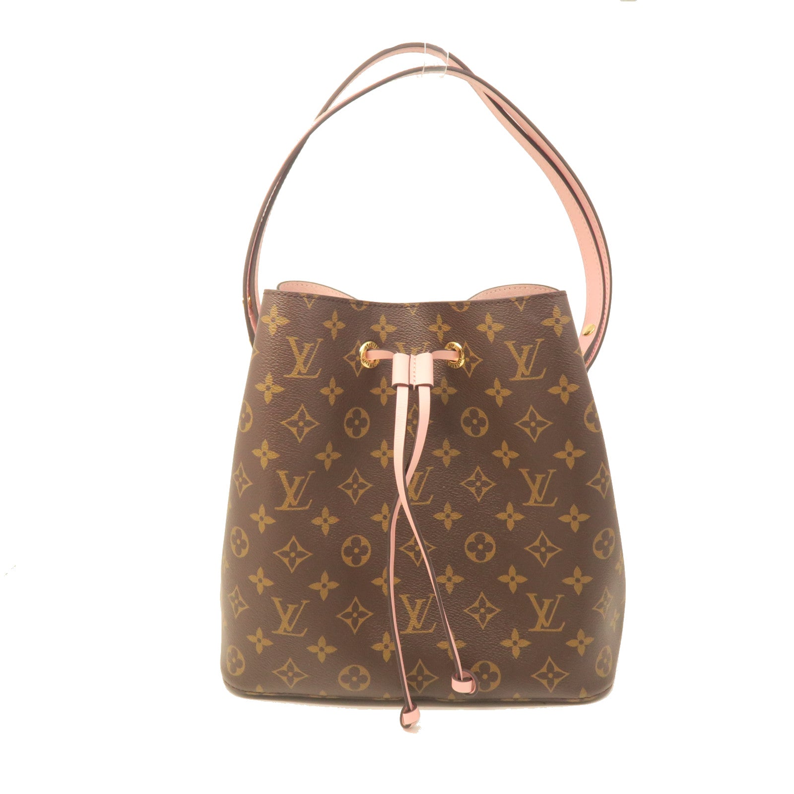 LOUIS VUITTON Monogram Neo Noe MM Gold Buckle Shoulder Bag Brown/Pink