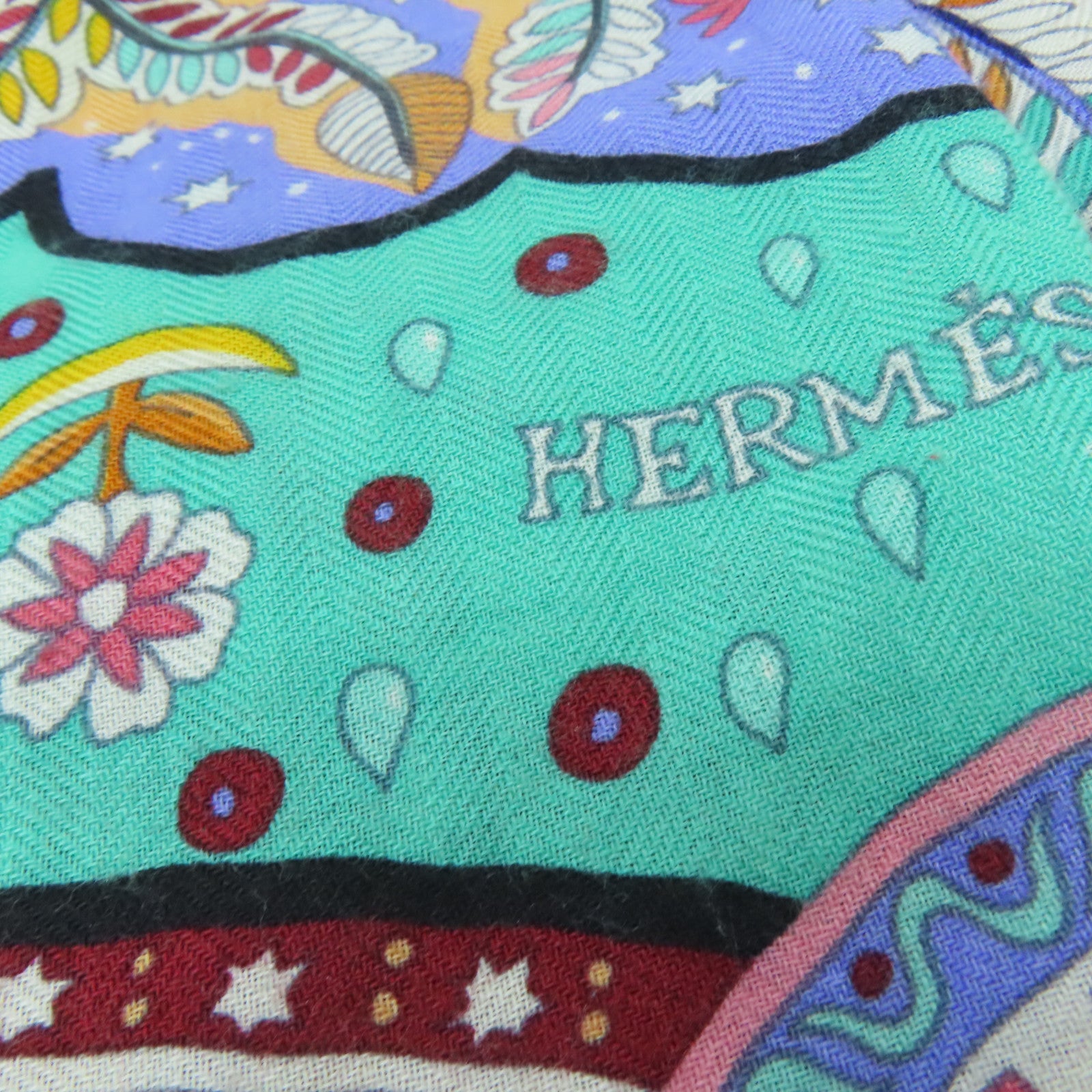 HERMES Cashmere/Silk Scarf 140丝巾彩色