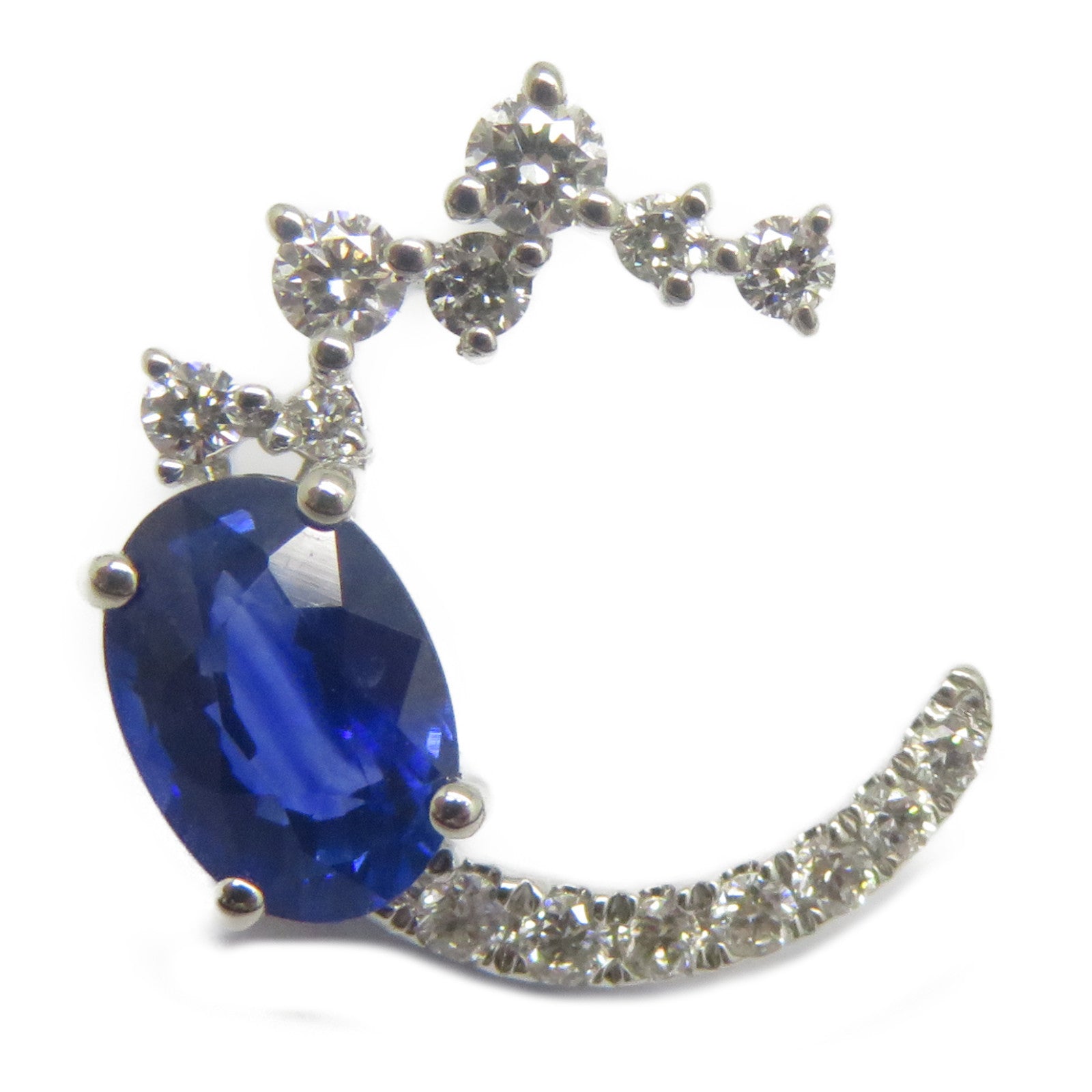JEWELRY 18K白金Sapphire Diamond Earrings 1.356ct藍寶石/0.273ct鑽石耳環
