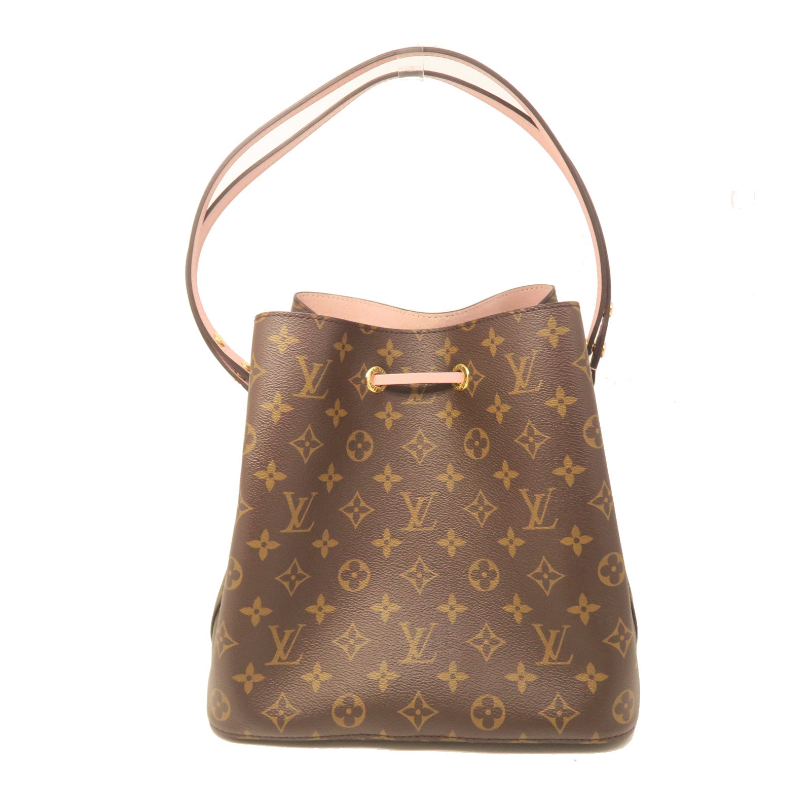 LOUIS VUITTON Monogram Neo Noe MM Gold Buckle Shoulder Bag Brown/Pink