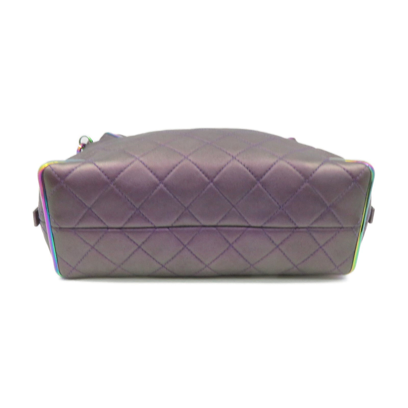 CHANEL 菱格牛皮皮革Chain Shoulder Bag银扣链带肩背袋紫色