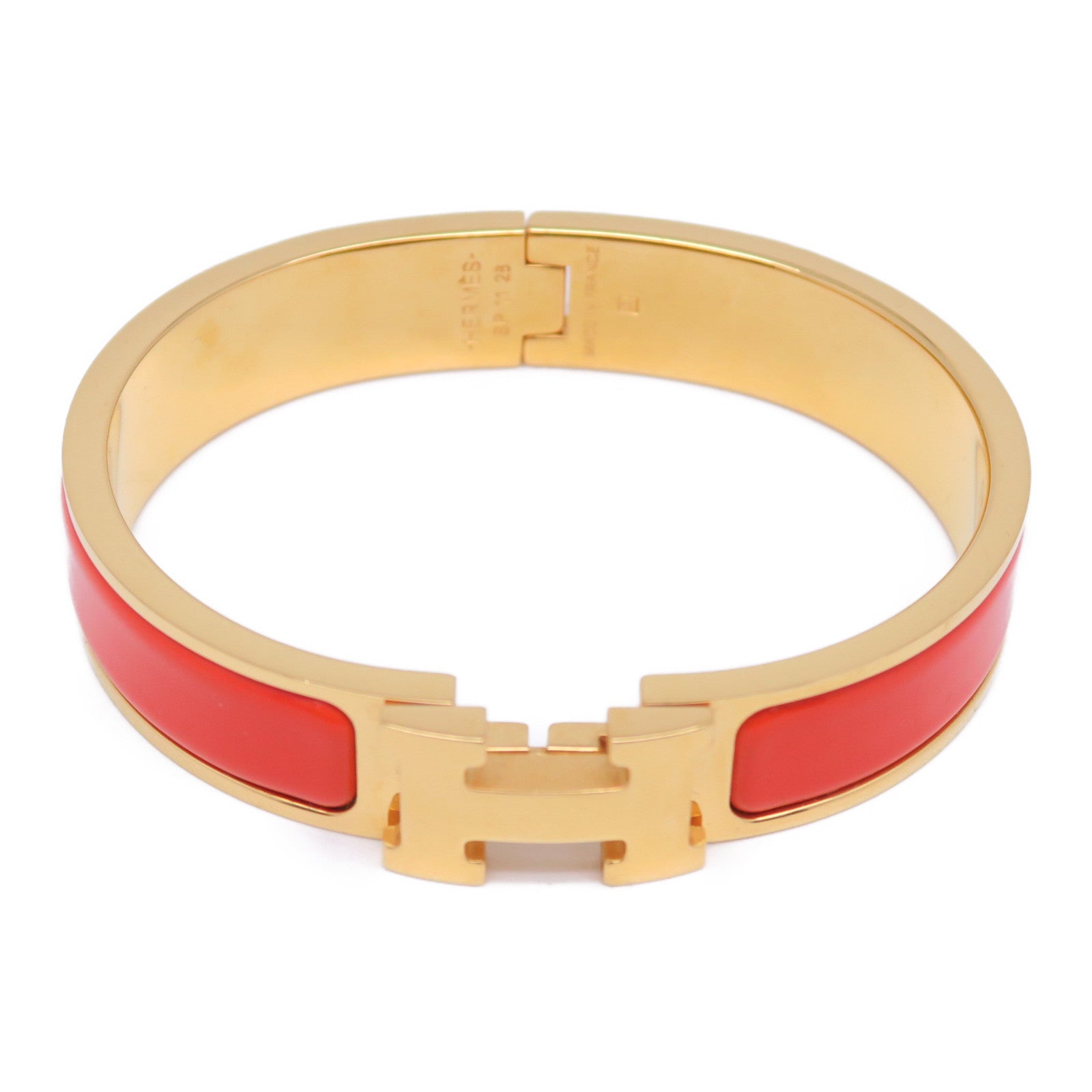 HERMES 鍍金H Bangle金扣手鐲橙色