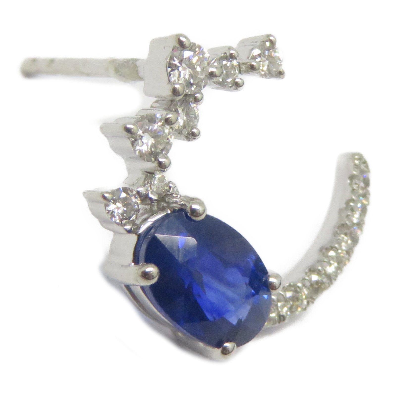 JEWELRY 18K白金Sapphire Diamond Earrings 1.356ct藍寶石/0.273ct鑽石耳環