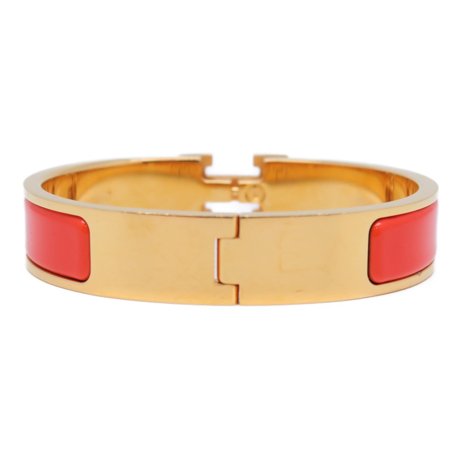 HERMES 鍍金H Bangle金扣手鐲橙色