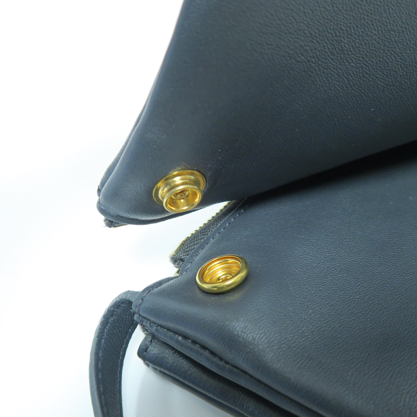 CELINE 羊皮皮革Trio Bag金扣肩背袋灰色