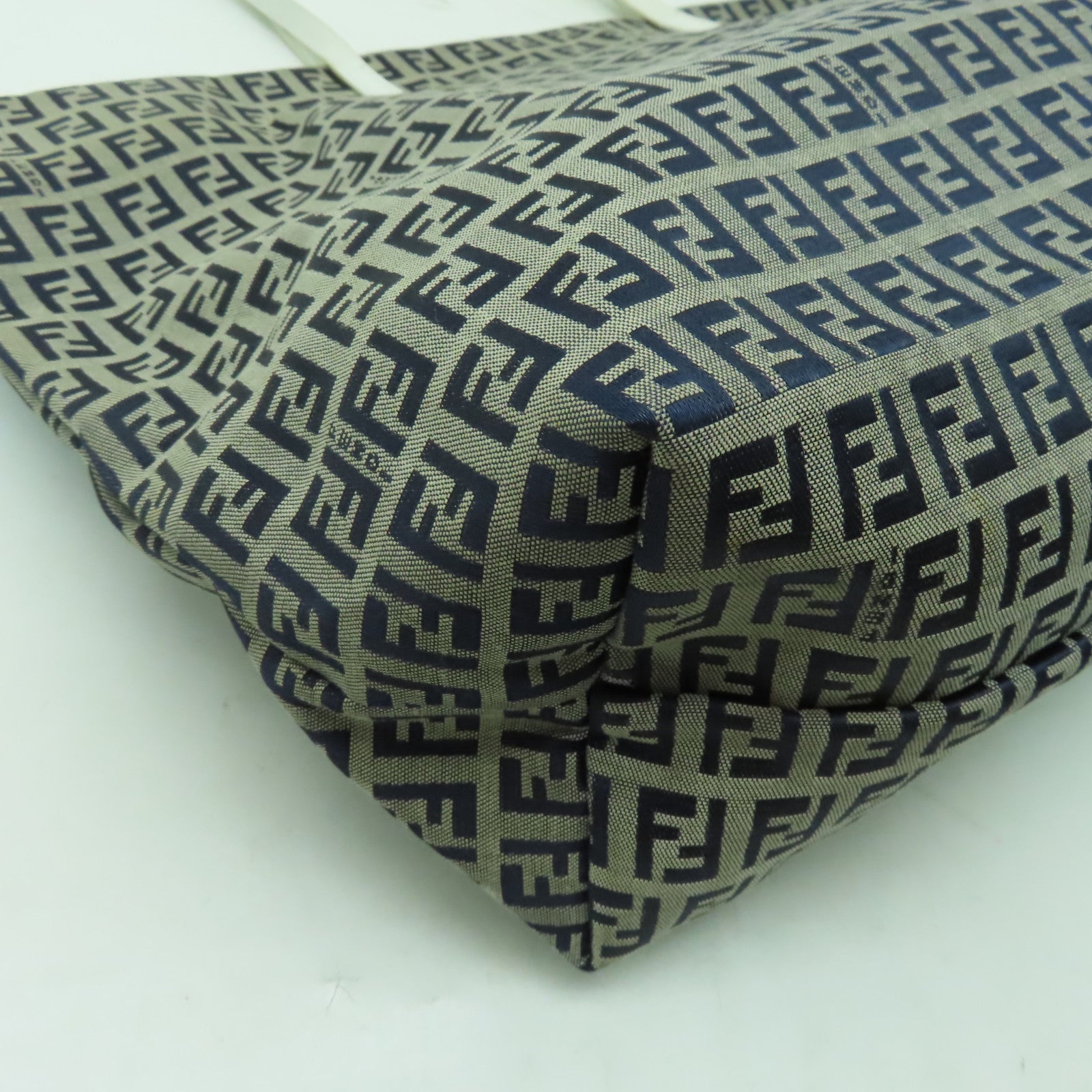 FENDI 帆布Tote Bag銀扣肩背袋啡色