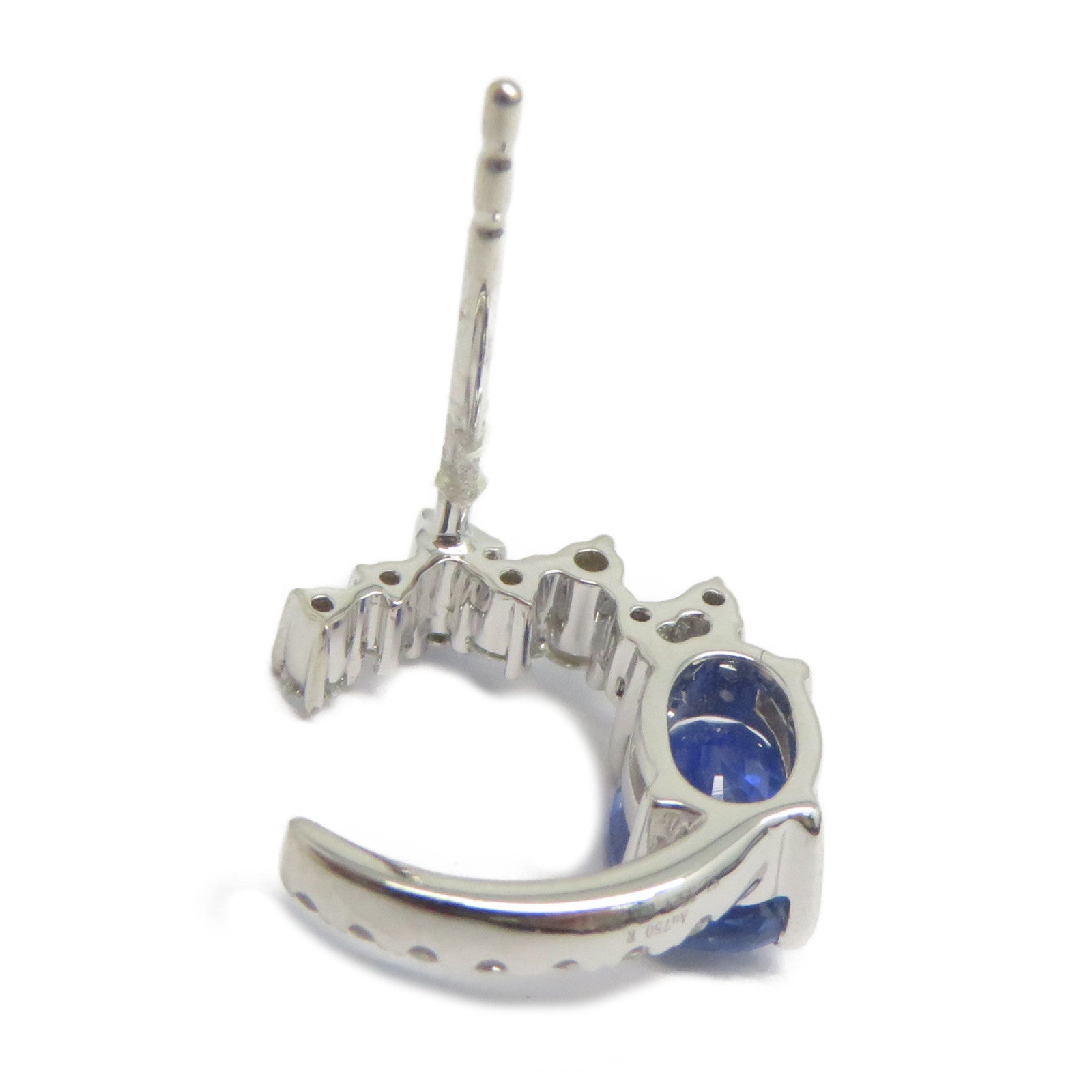 JEWELRY 18K白金Sapphire Diamond Earrings 1.356ct藍寶石/0.273ct鑽石耳環