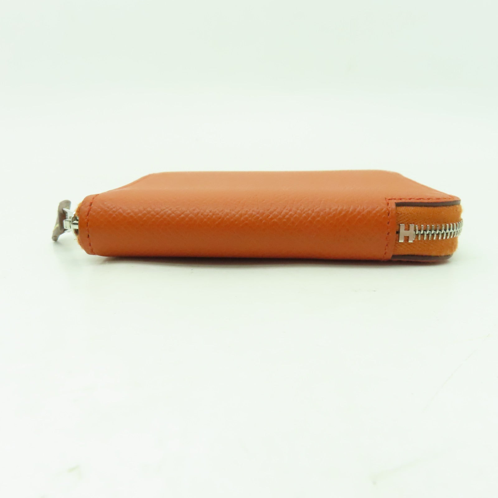 HERMES Epsom皮革Silk In Compact銀扣錢包橙色