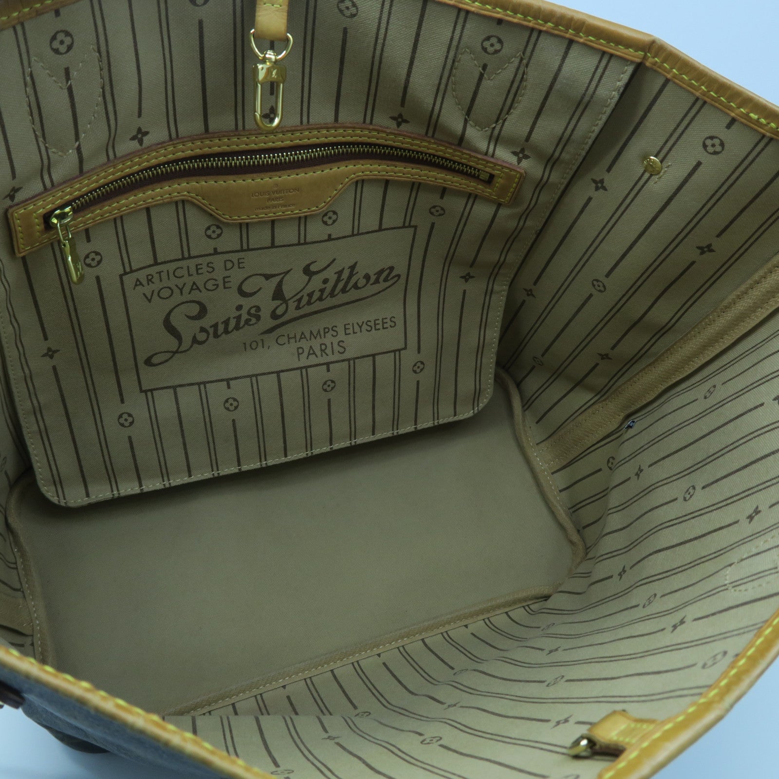 LOUIS VUITTON 【激減優惠】Monogram Neverfull MM金扣手挽袋啡色