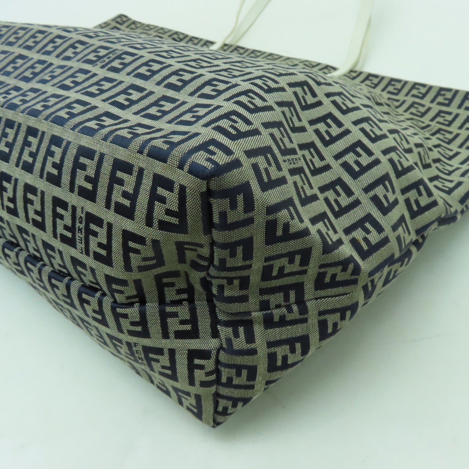 FENDI 帆布Tote Bag銀扣肩背袋啡色