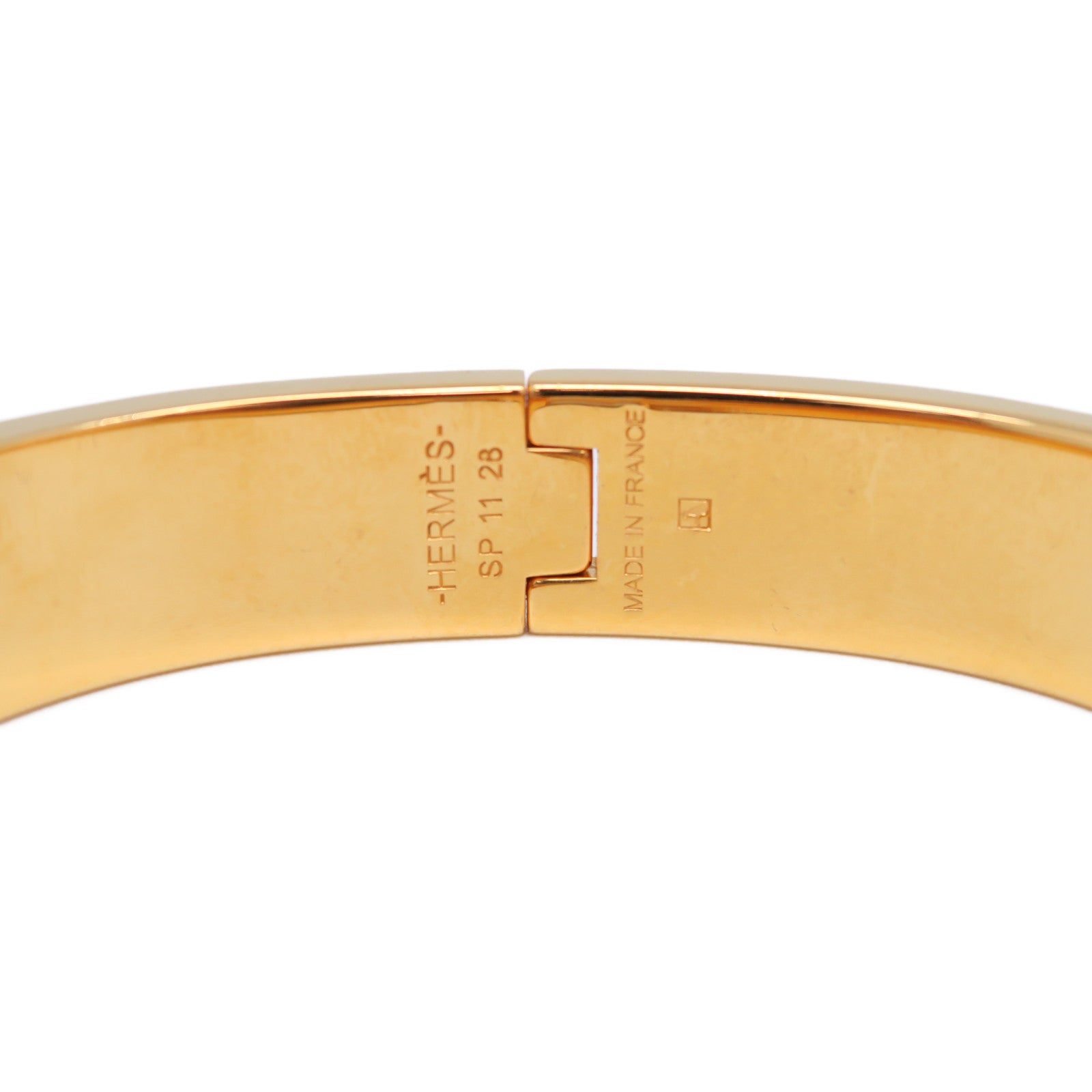 HERMES 鍍金H Bangle金扣手鐲橙色