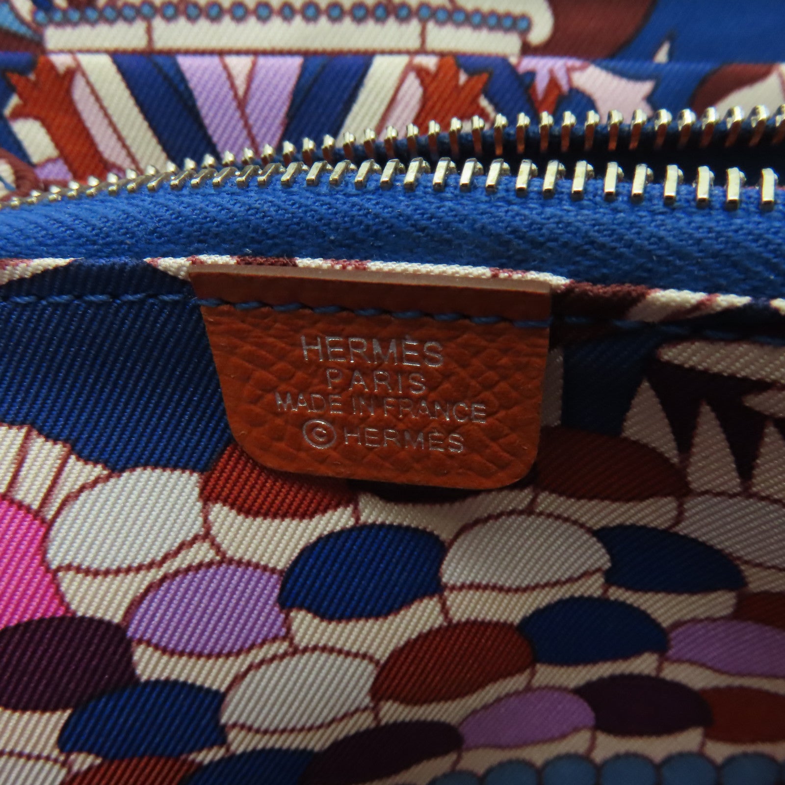 HERMES Epsom皮革Silk In Compact銀扣錢包橙色