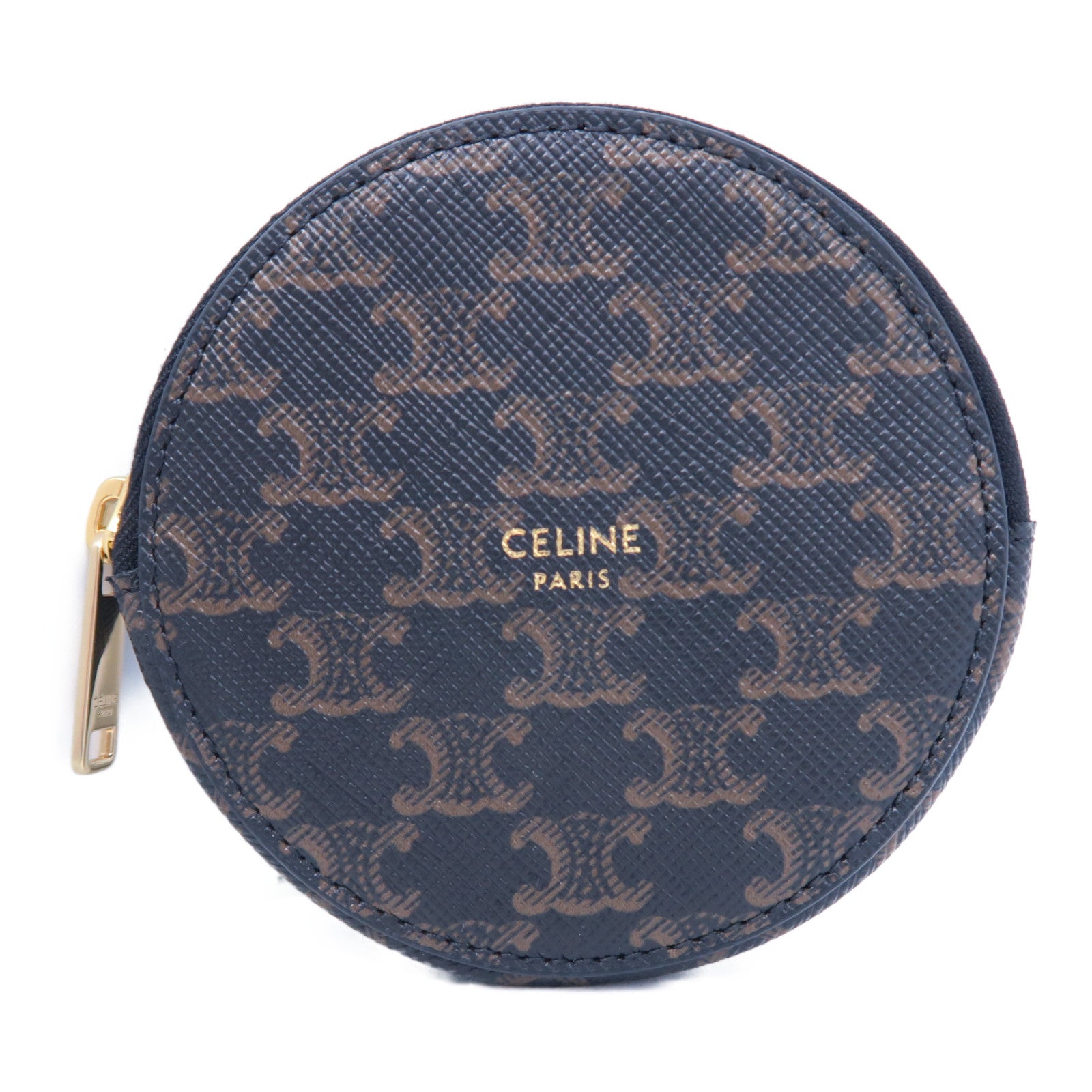 CELINE 【激減優惠】塗層帆布Round Pouch金扣零錢包啡色