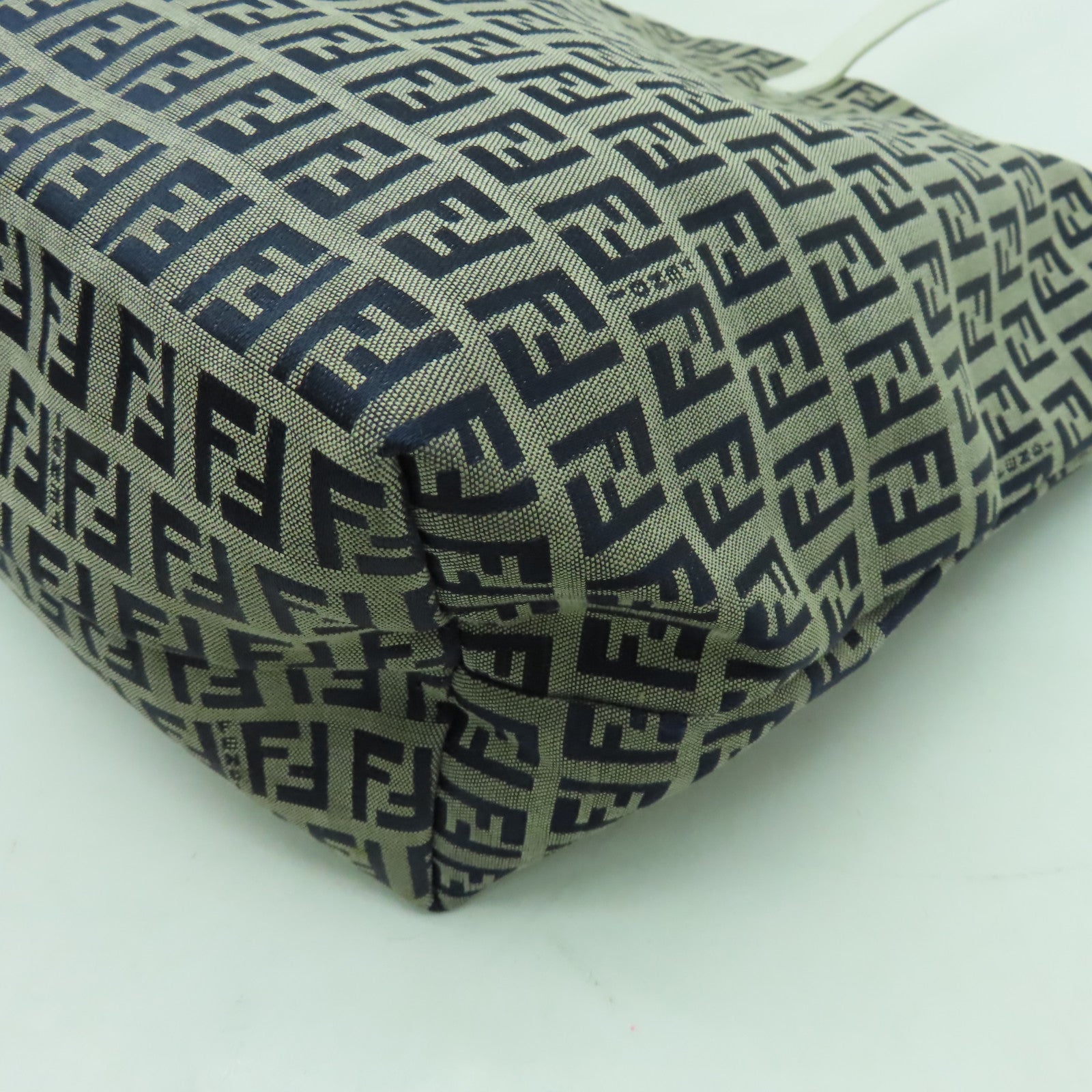 FENDI 帆布Tote Bag銀扣肩背袋啡色