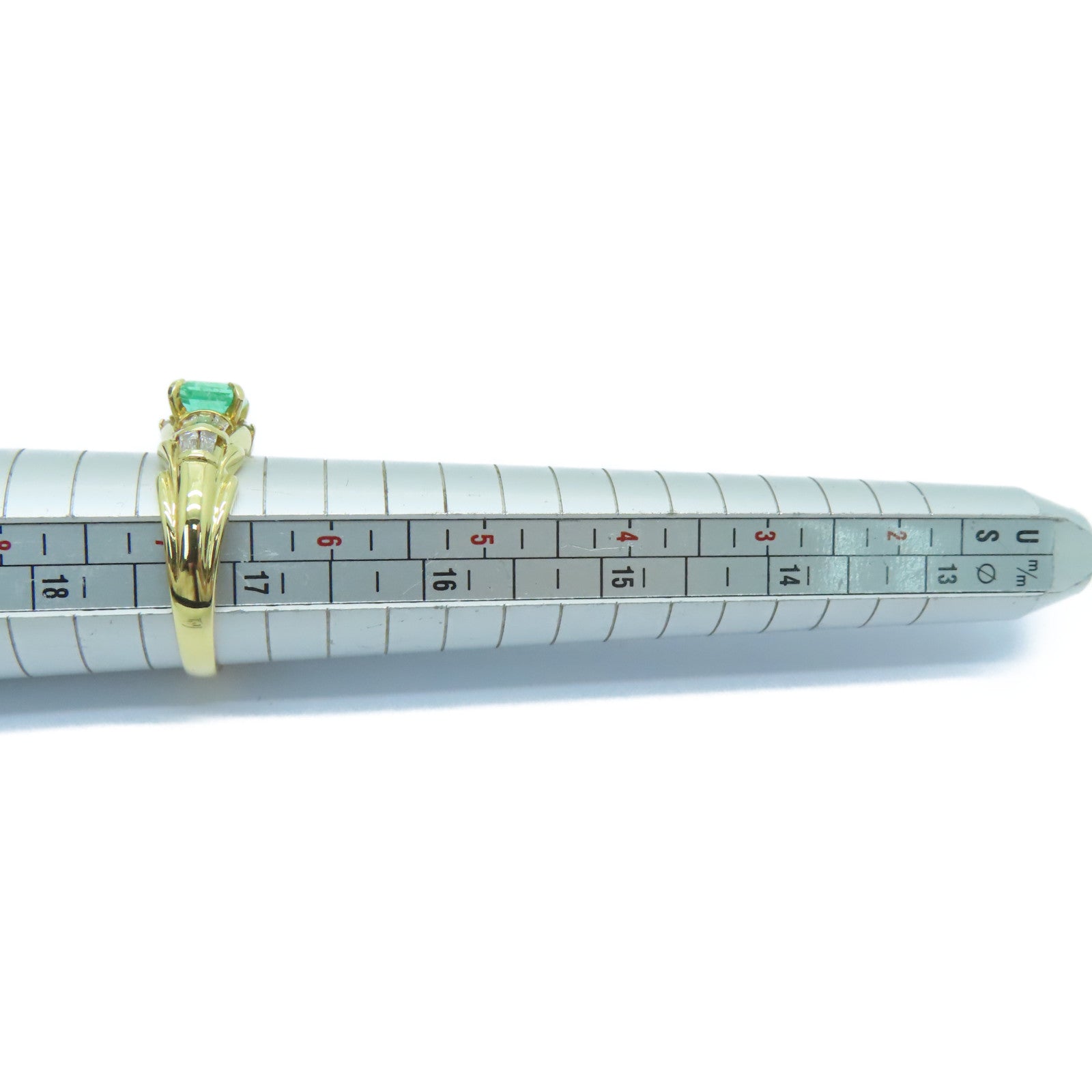 JEWELRY 【激减优惠】18K黄金Emerald Ring 0.70ct绿宝石/0.30ct钻石戒指US#7