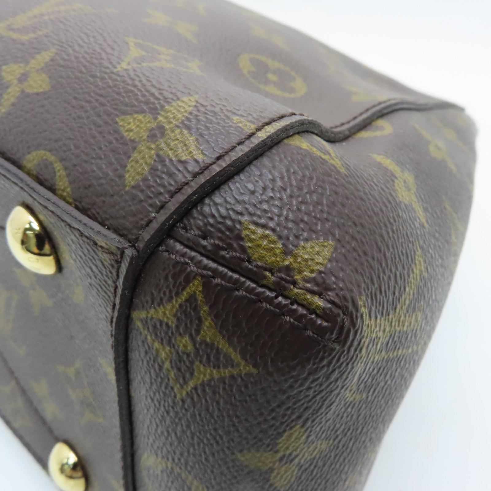 LOUIS VUITTON Monogram Montaigne MM gold buckle handle shoulder bag brown