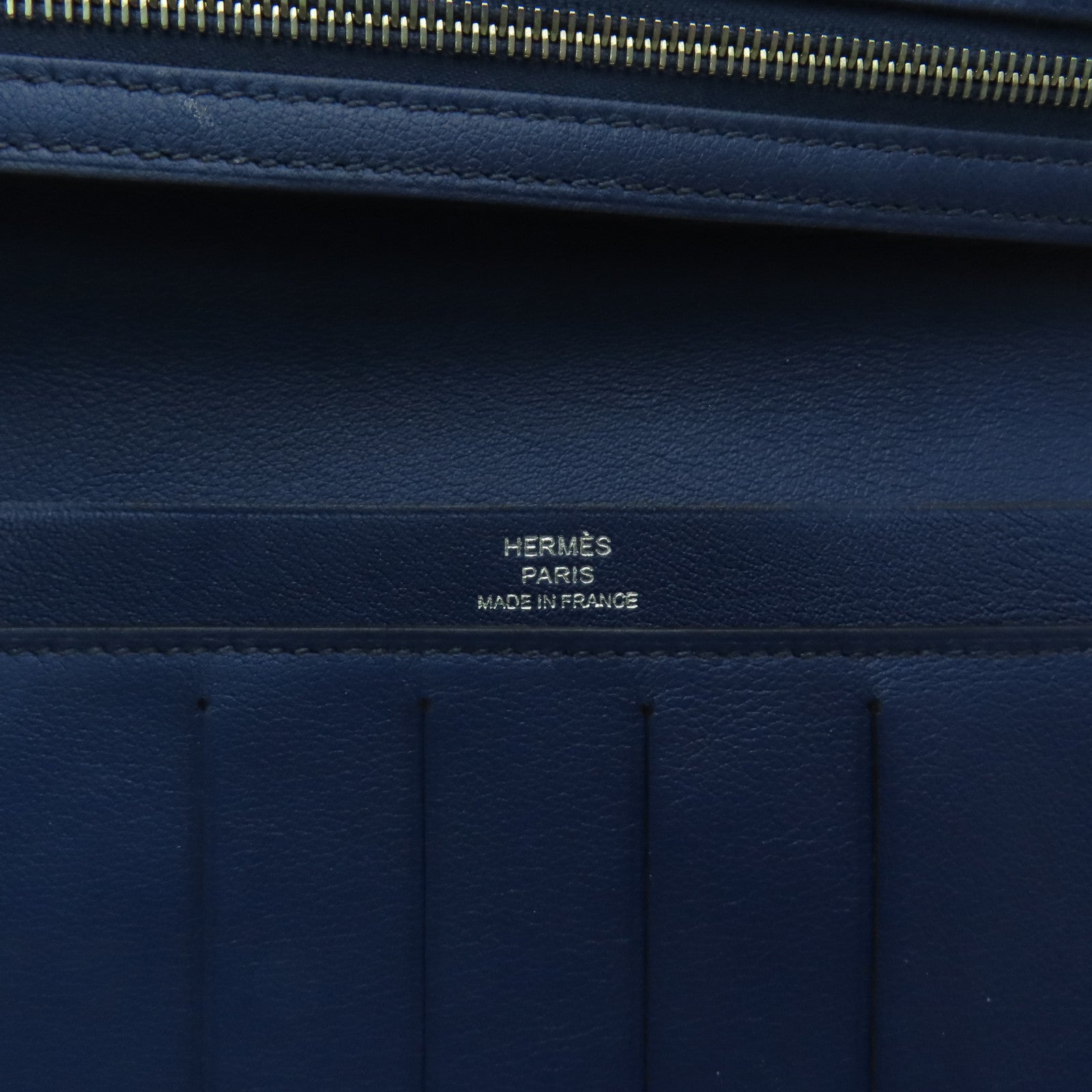 HERMES 【激減優惠】Evercolor皮革Long Wallet銀扣長錢包藍寶石色