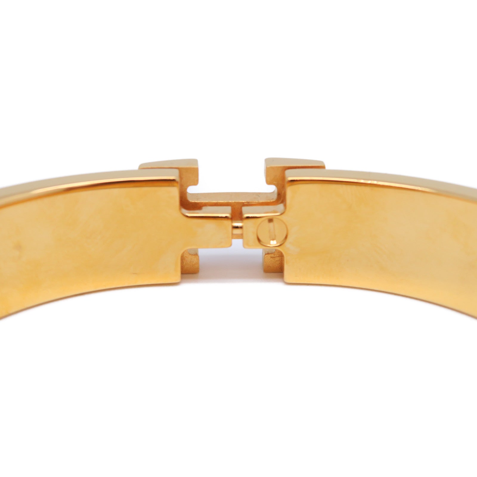 HERMES 鍍金H Bangle金扣手鐲橙色
