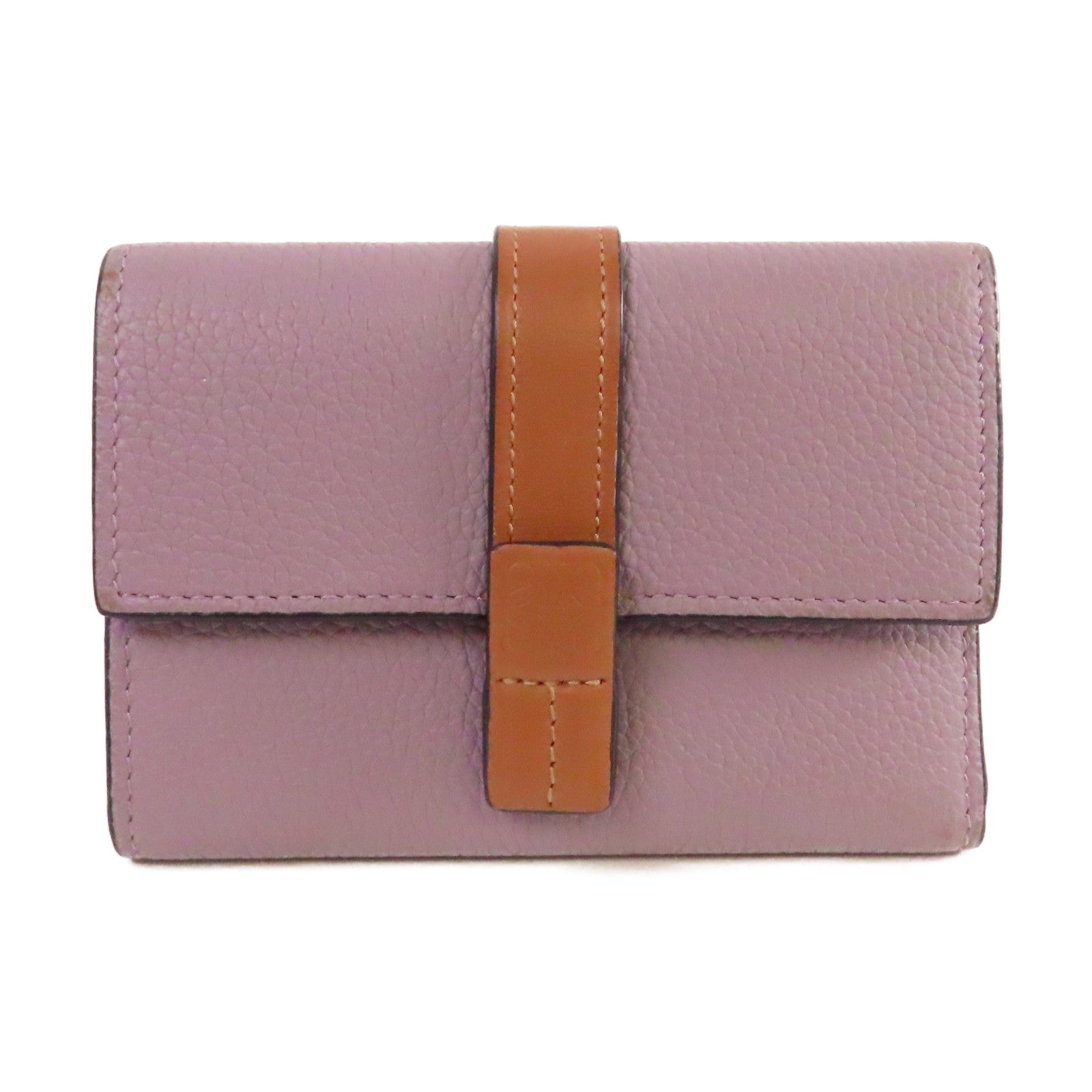 LOEWE 牛皮皮革Vertical Small wallet金扣短錢包紫色