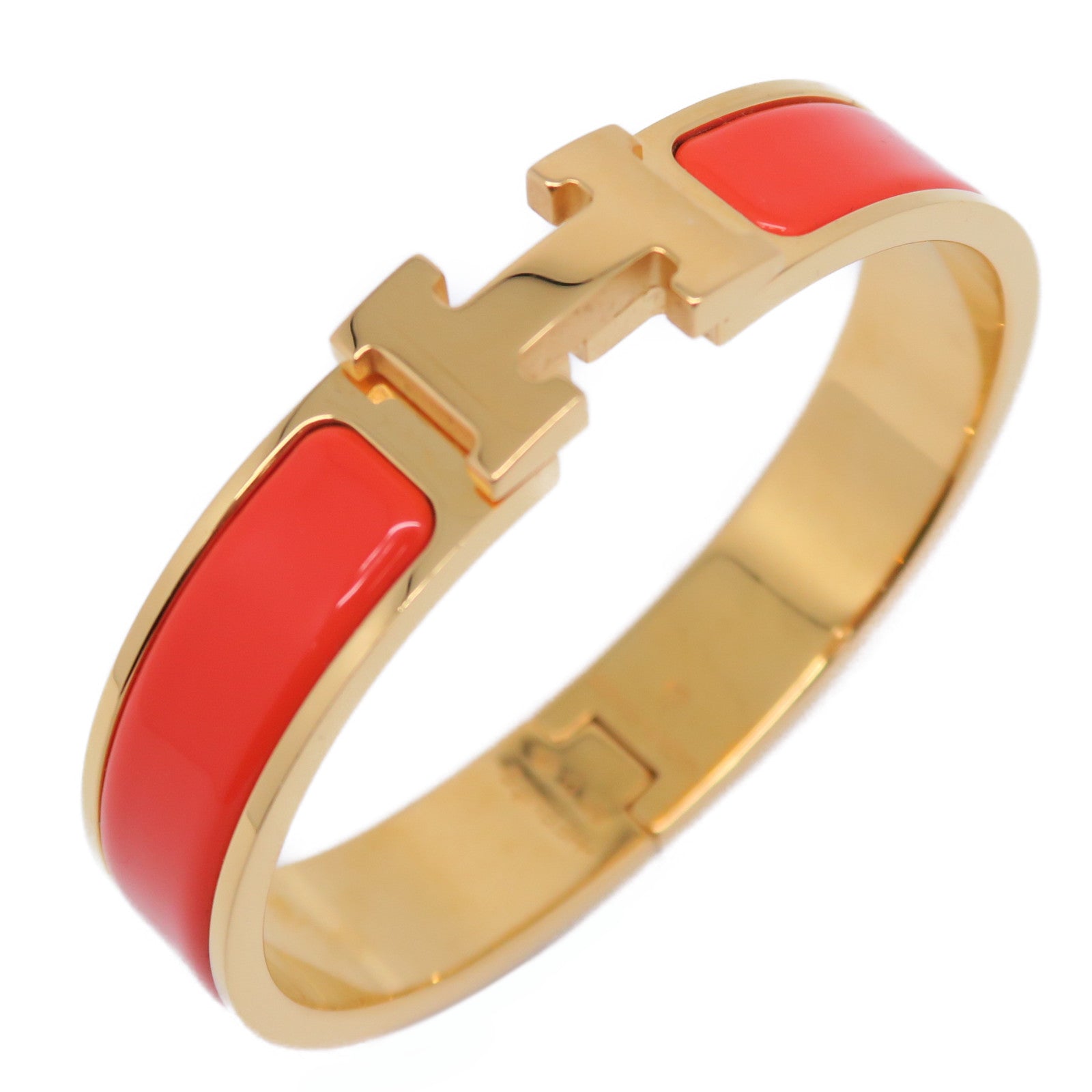 HERMES 鍍金H Bangle金扣手鐲橙色