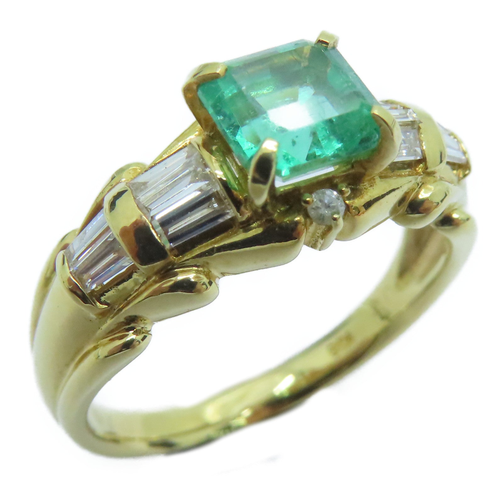 JEWELRY 【激减优惠】18K黄金Emerald Ring 0.70ct绿宝石/0.30ct钻石戒指US#7