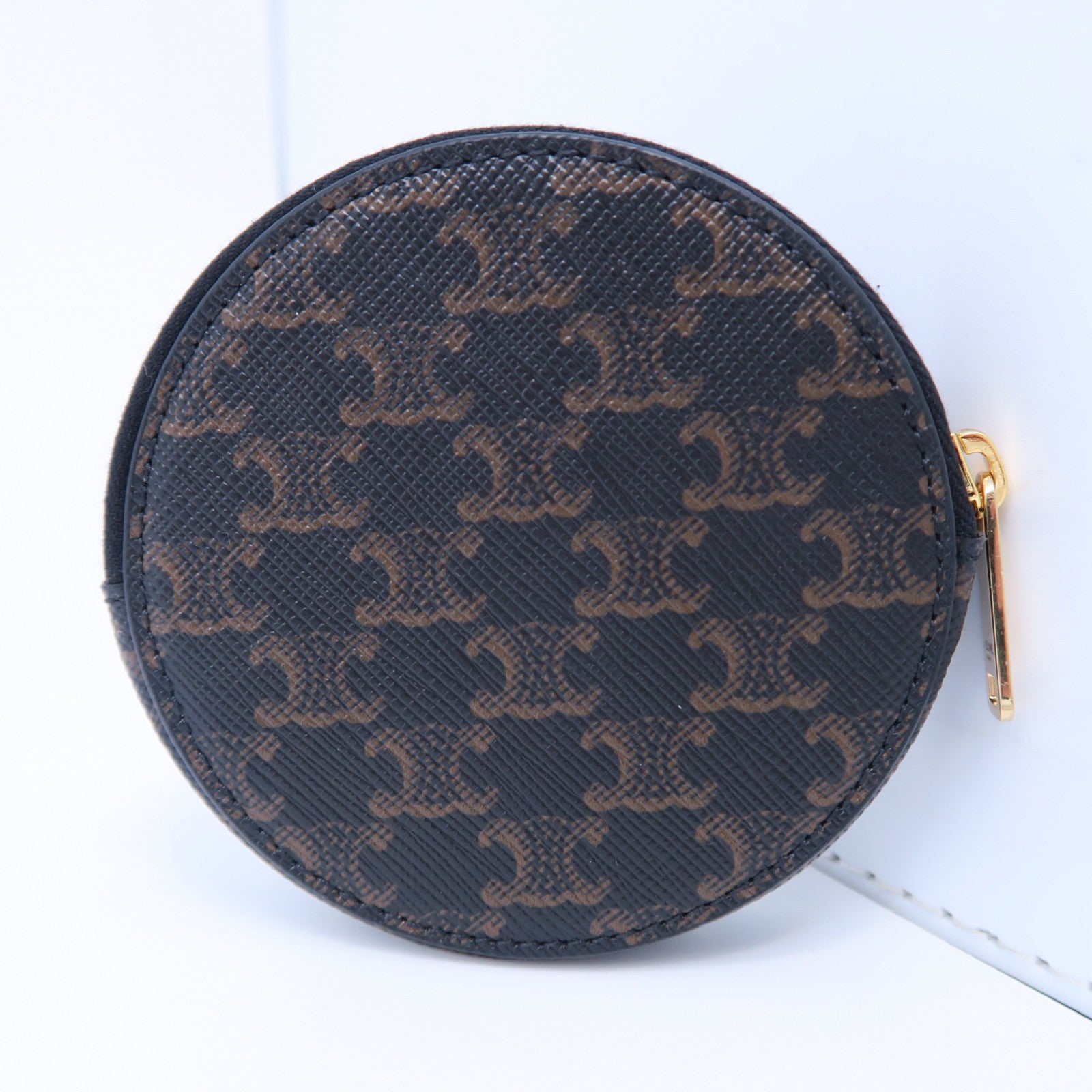 CELINE 【激減優惠】塗層帆布Round Pouch金扣零錢包啡色
