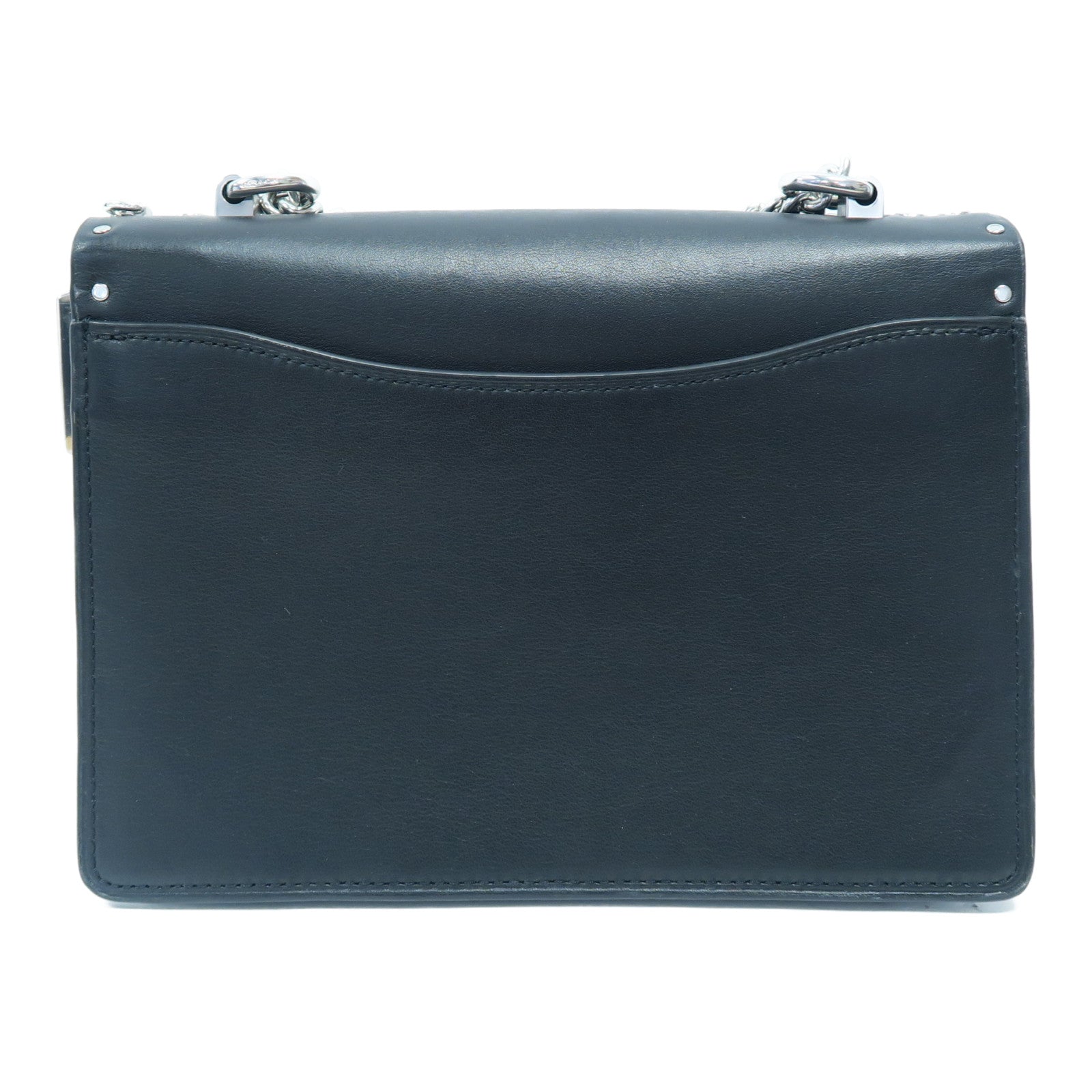 COACH 牛皮皮革Shoulder Bag銀扣肩背袋黑色/灰色