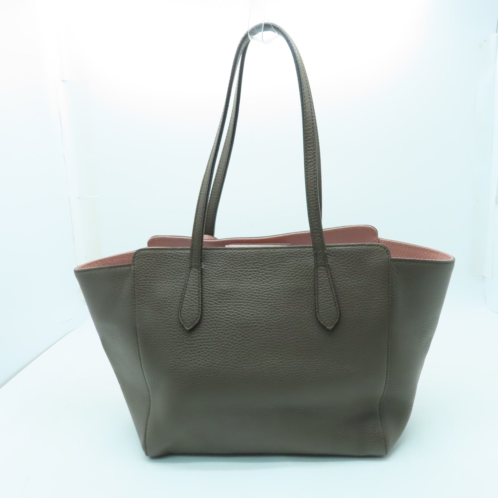 GUCCI 牛皮皮革Tote Bag金扣手挽袋啡色/粉紅色