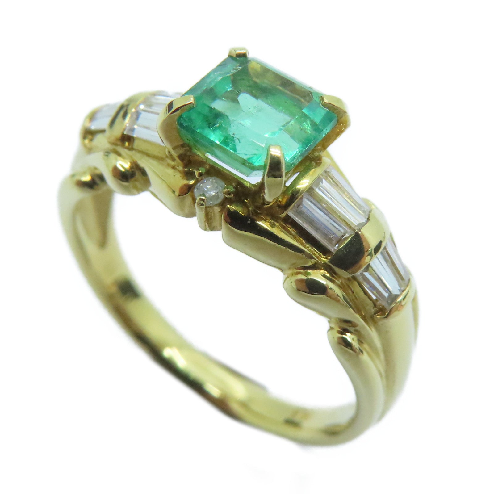 JEWELRY 【激减优惠】18K黄金Emerald Ring 0.70ct绿宝石/0.30ct钻石戒指US#7