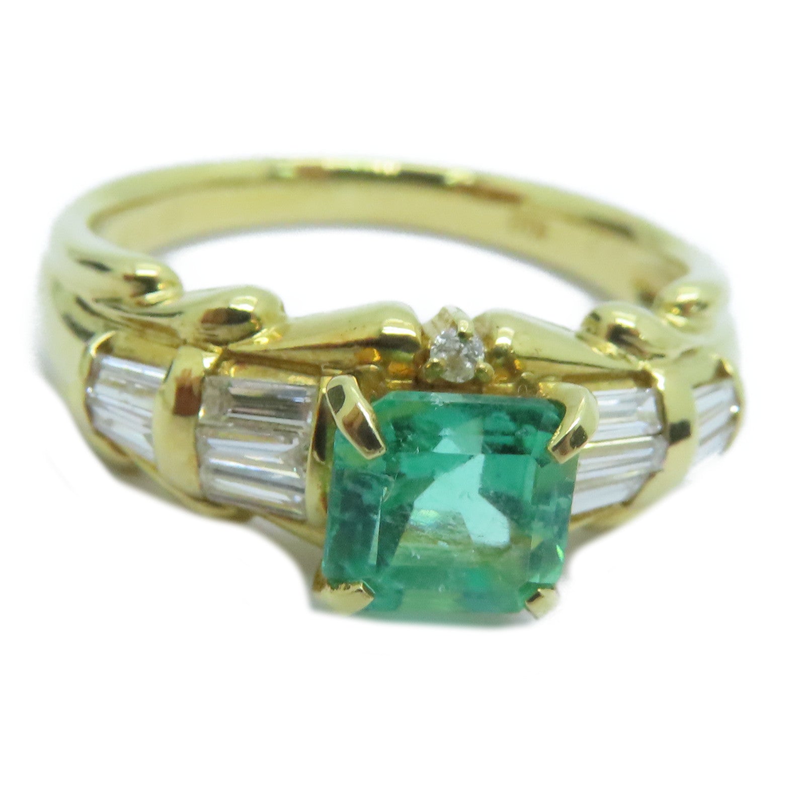 JEWELRY 【激减优惠】18K黄金Emerald Ring 0.70ct绿宝石/0.30ct钻石戒指US#7