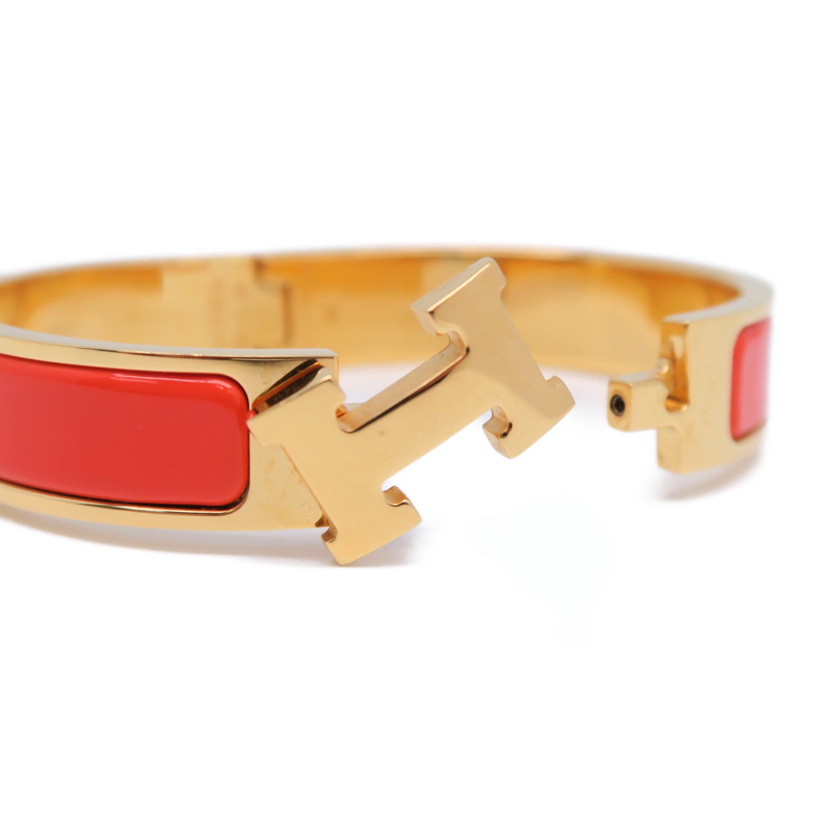HERMES 鍍金H Bangle金扣手鐲橙色