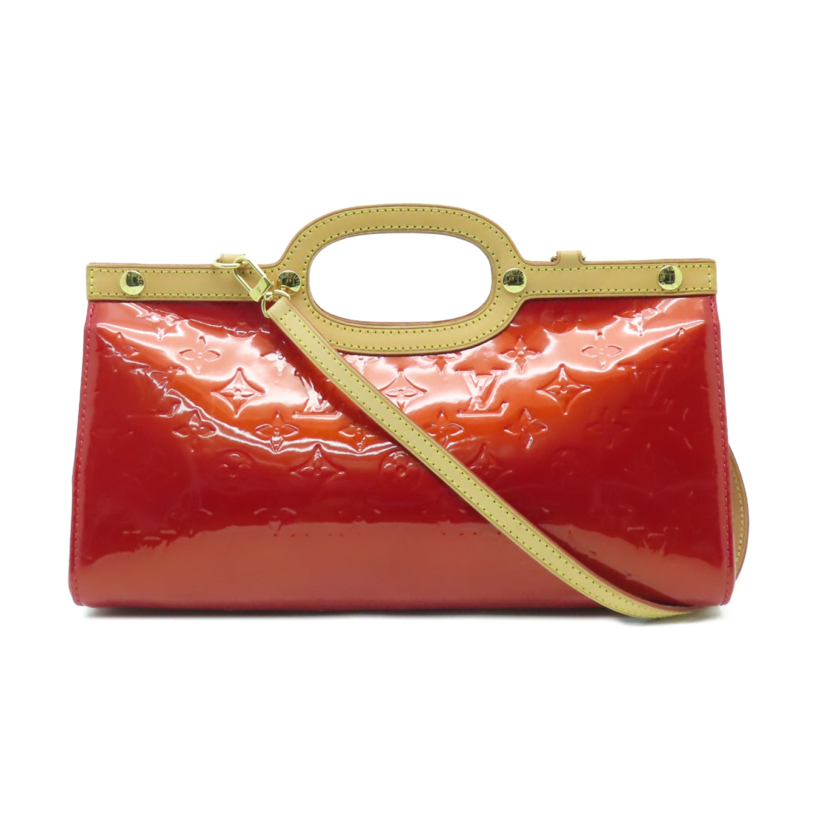 LOUIS VUITTON Monogram Vernis Roxbury Drive金扣手挽肩背兩用袋紅色