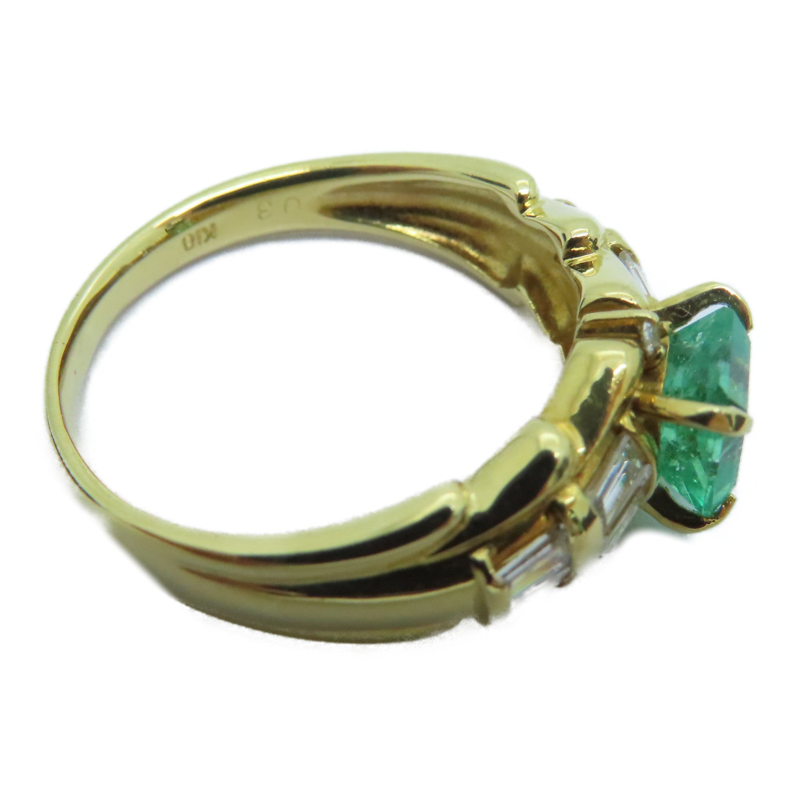 JEWELRY 【激减优惠】18K黄金Emerald Ring 0.70ct绿宝石/0.30ct钻石戒指US#7