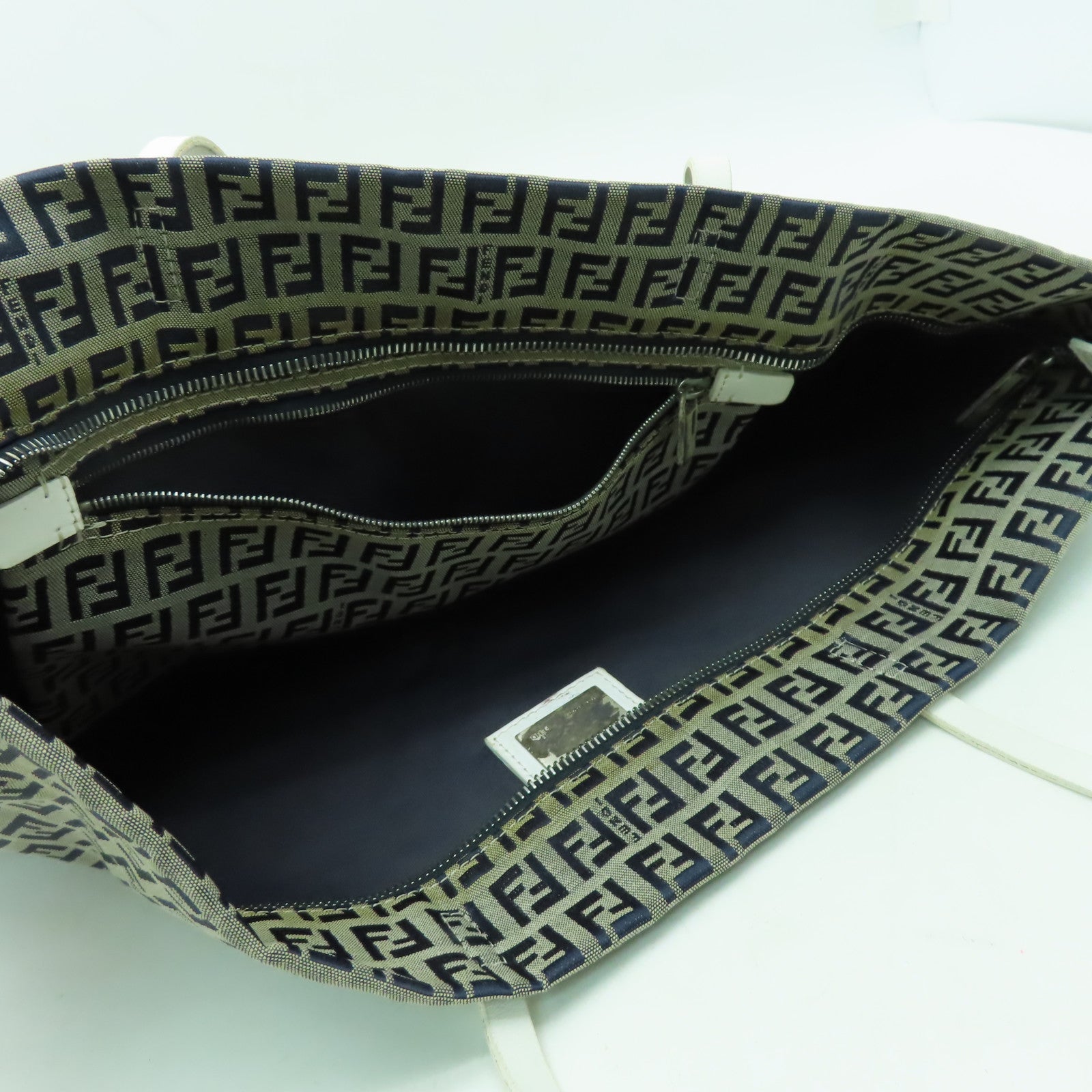 FENDI 帆布Tote Bag銀扣肩背袋啡色